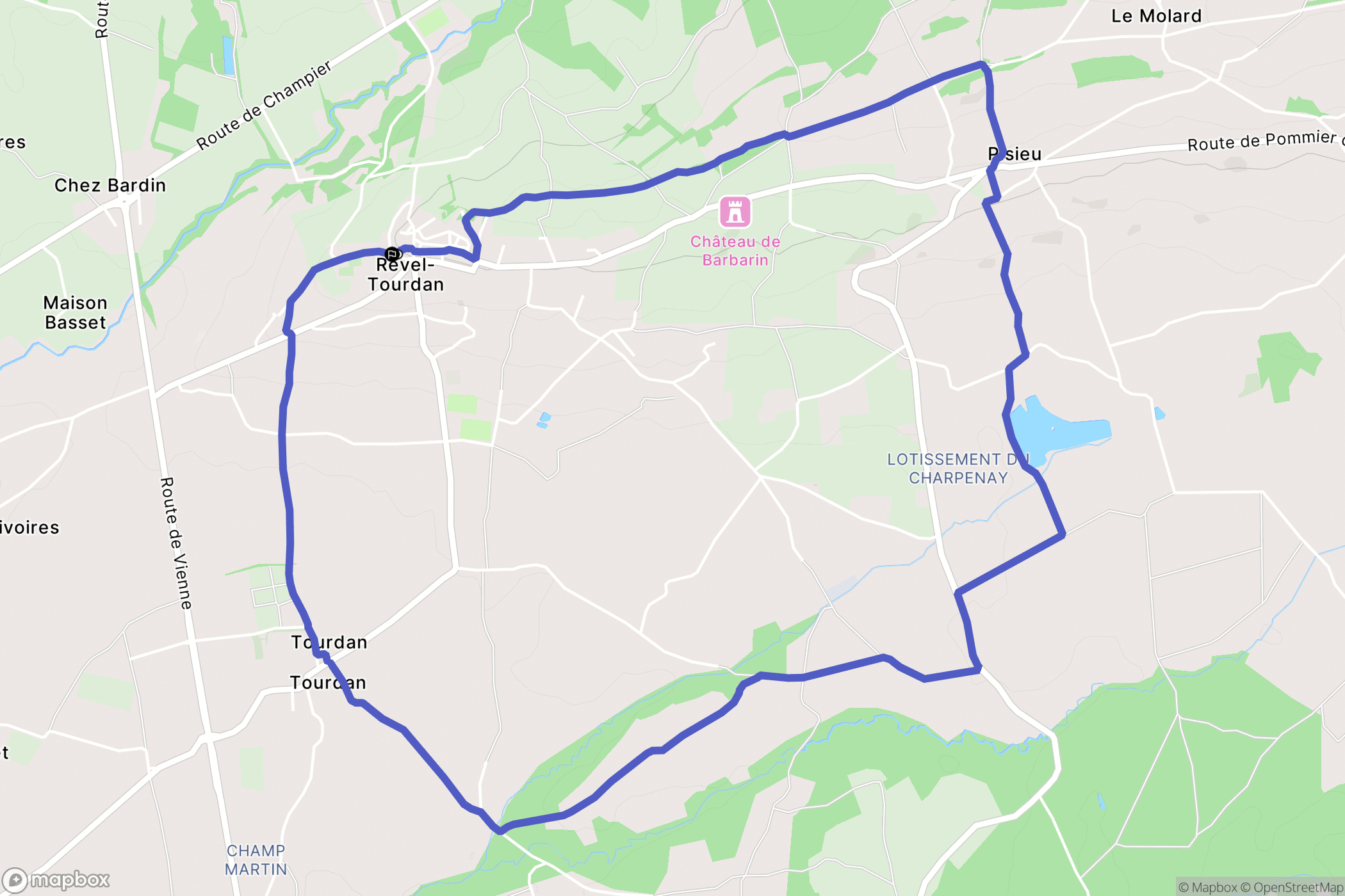 Revel-Tourdan : carte du parcours de randonnée - France
