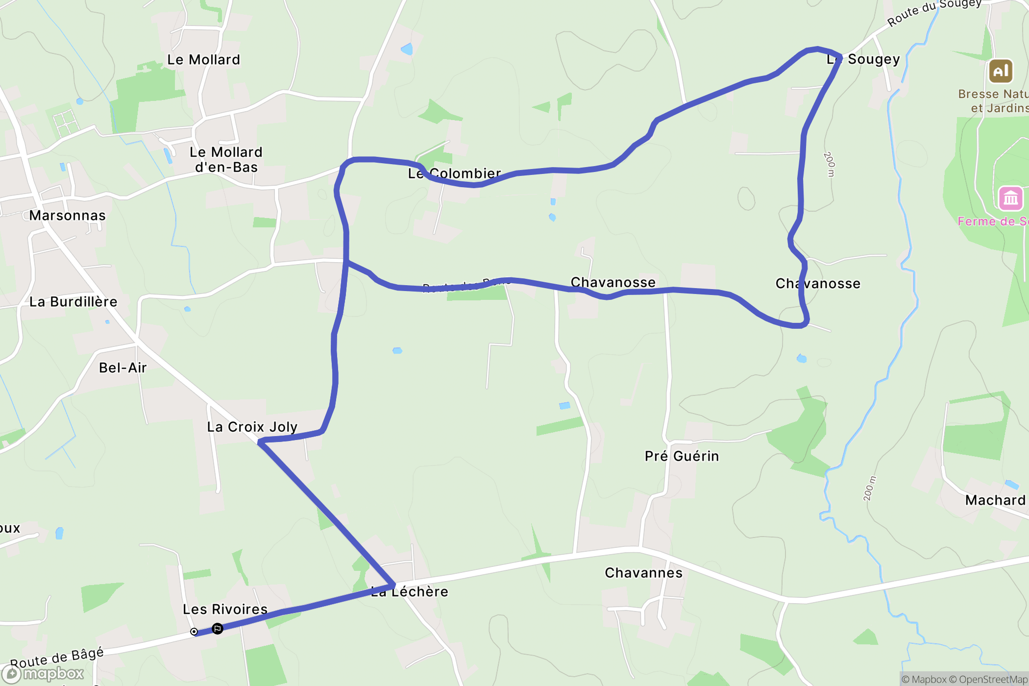 Marsonnas : carte du parcours de randonnée - France