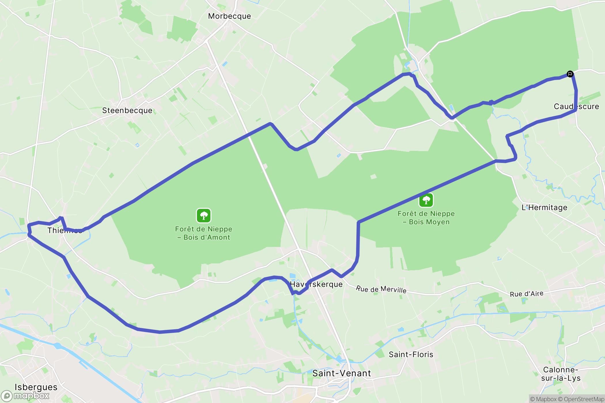 Vieux-Berquin : carte du parcours de randonnée - France