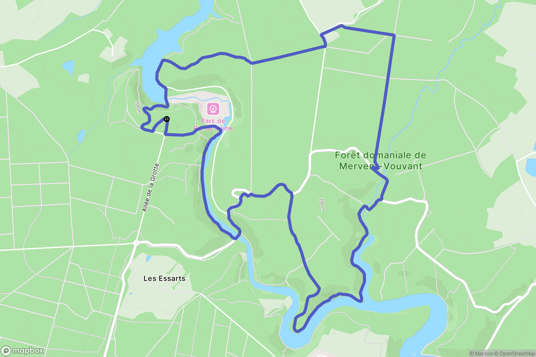Mervent : carte du parcours de randonnée - France