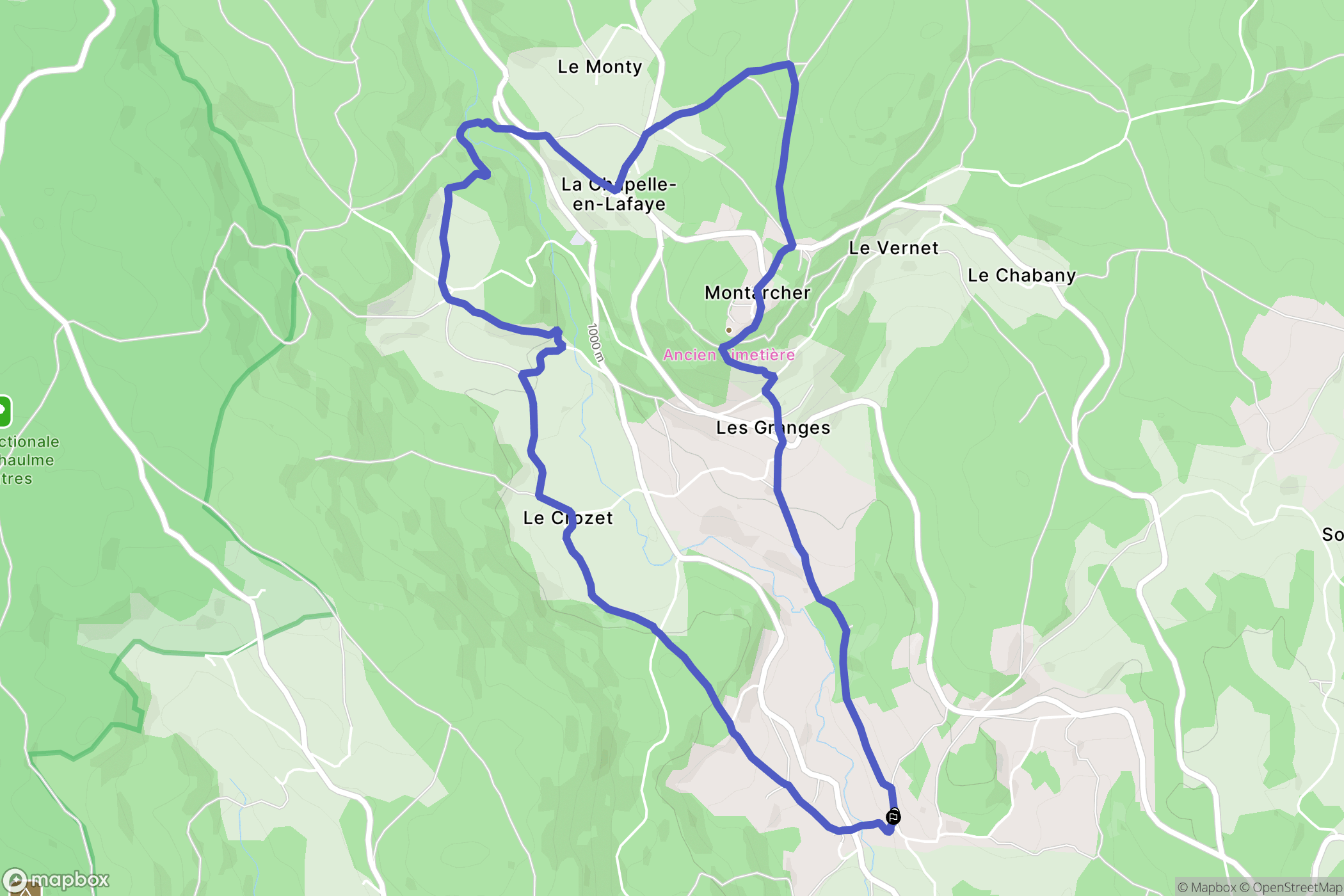 Estivareilles : carte du parcours de randonnée - France