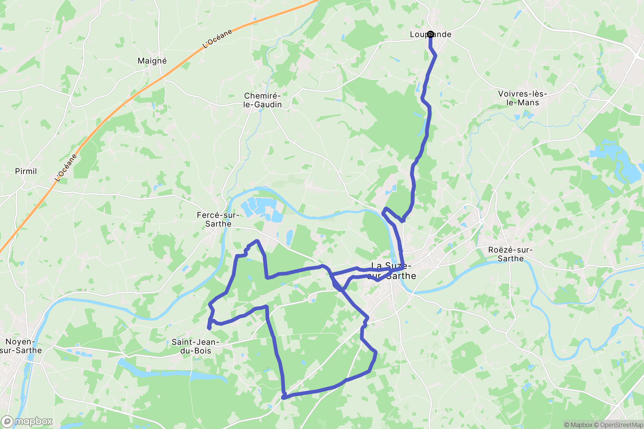 Louplande : carte du parcours de randonnée - France