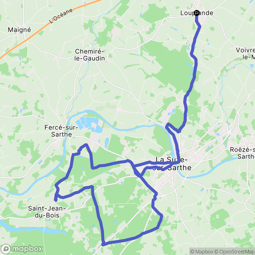 Louplande : carte du parcours de randonnée - France