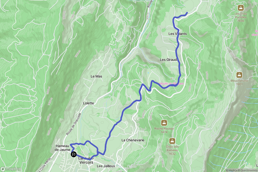 Lans-en-Vercors : carte du parcours de randonnée - France