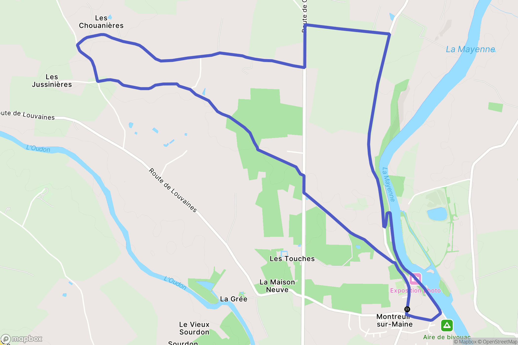 Montreuil-sur-Maine : carte du parcours de randonnée - France