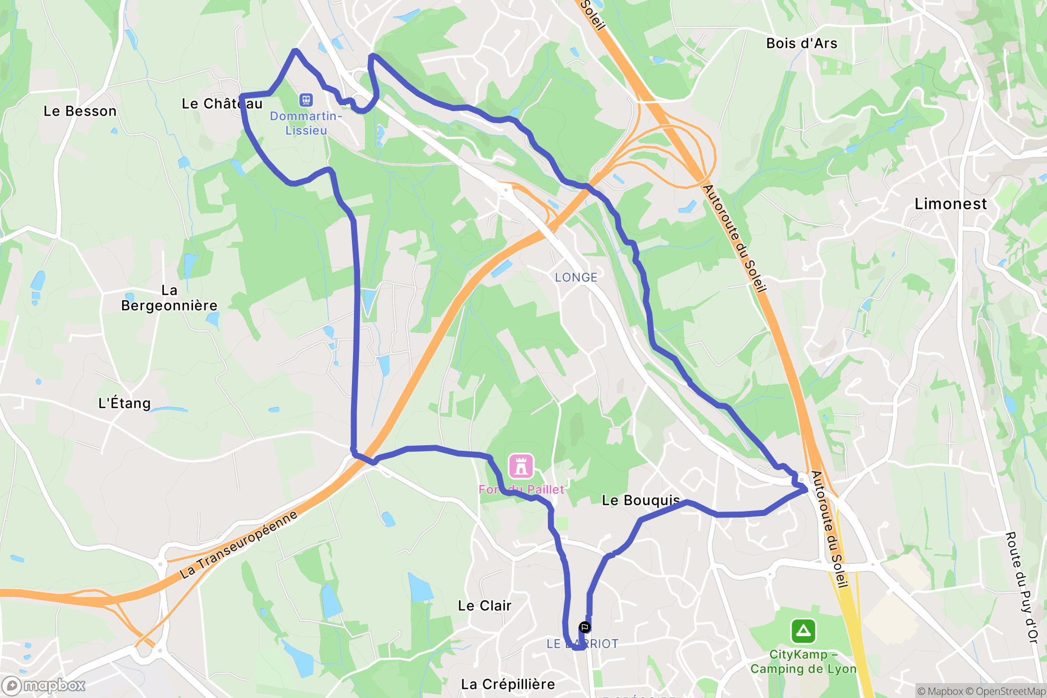 Dardilly : carte du parcours de randonnée - France