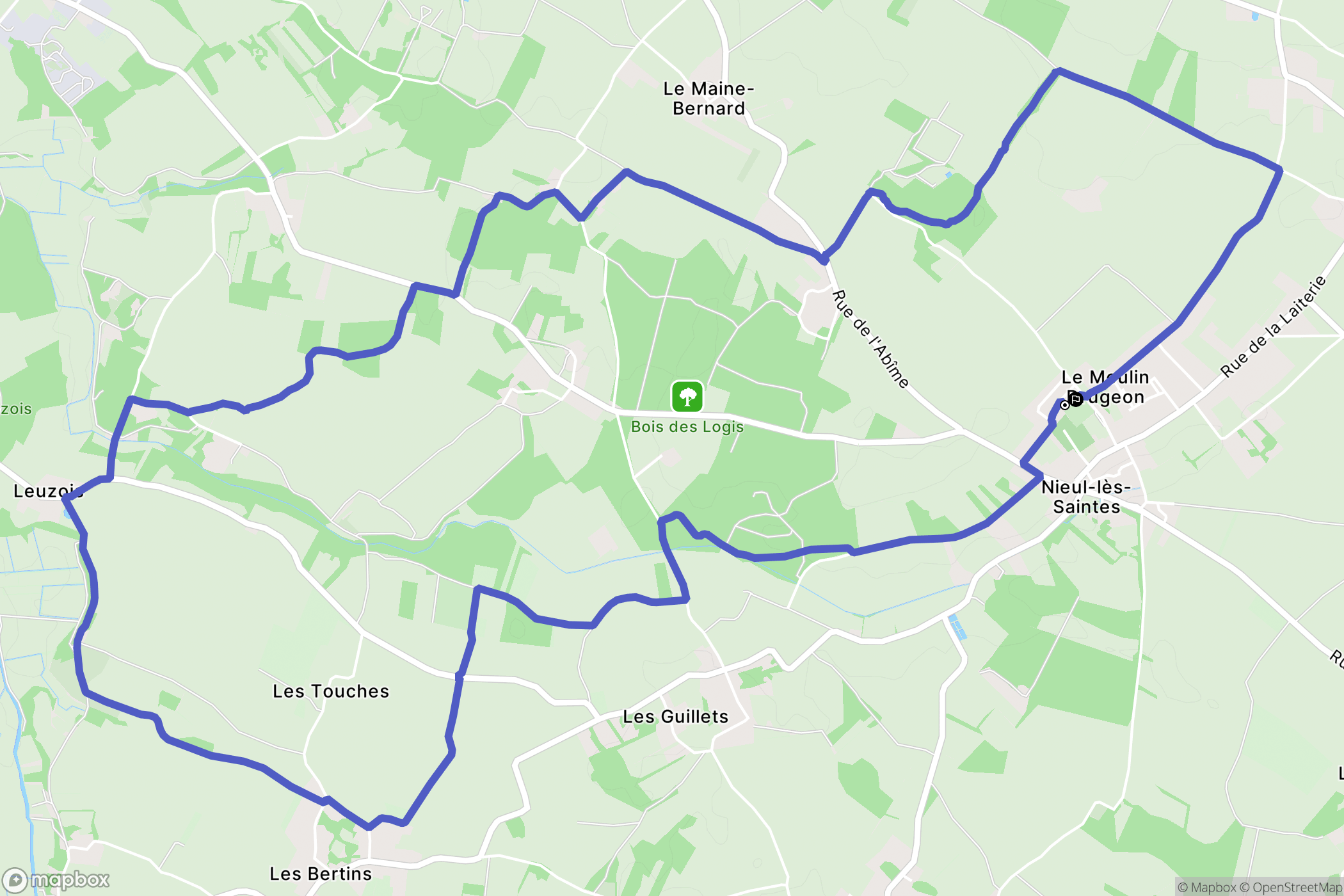 Nieul-lès-Saintes : carte du parcours de randonnée - France