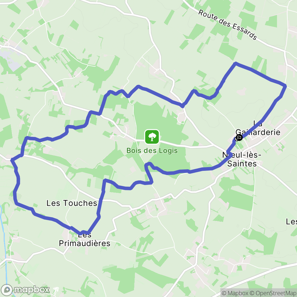 Nieul-lès-Saintes : carte du parcours de randonnée - France