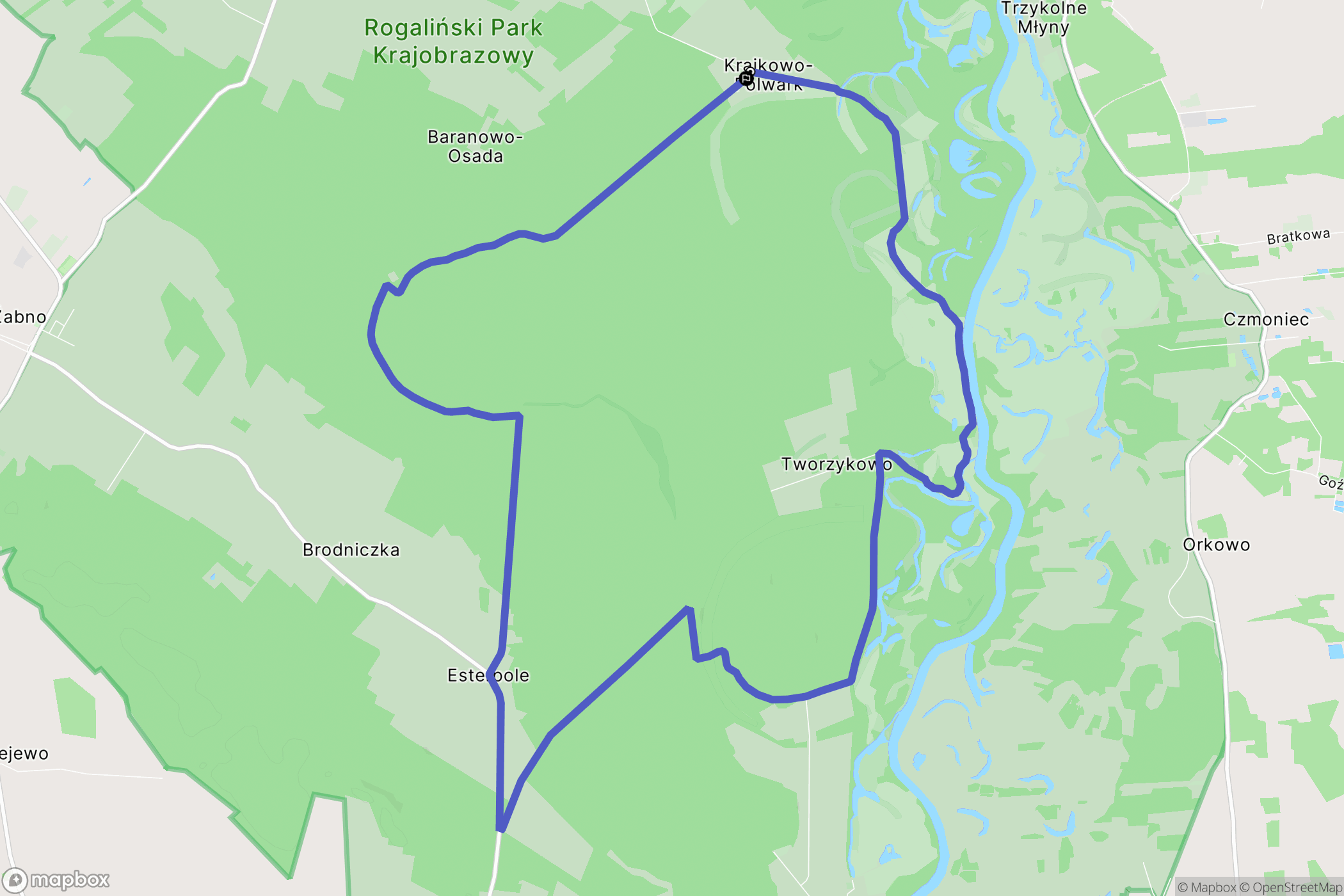 Krajkowo: mapa trasy - Poland