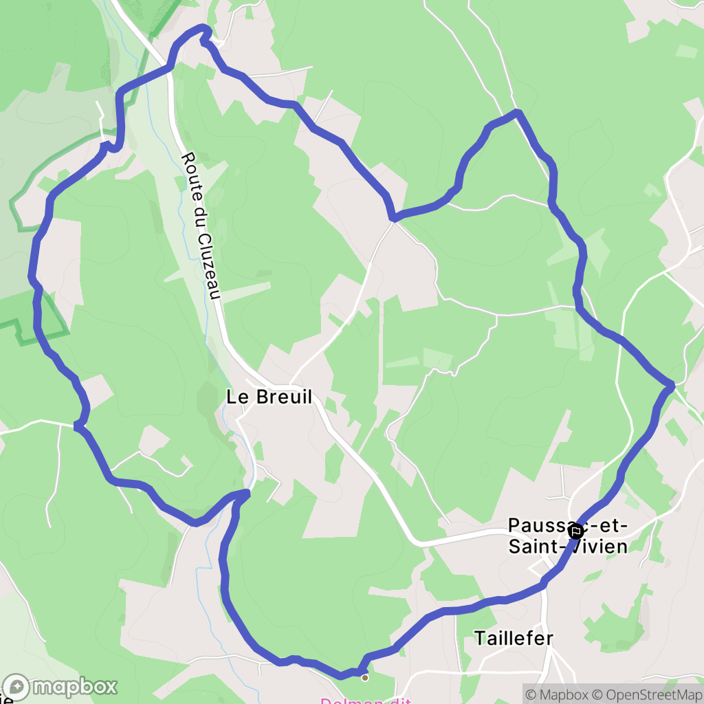 Paussac-et-Saint-Vivien : carte du parcours de randonnée - France