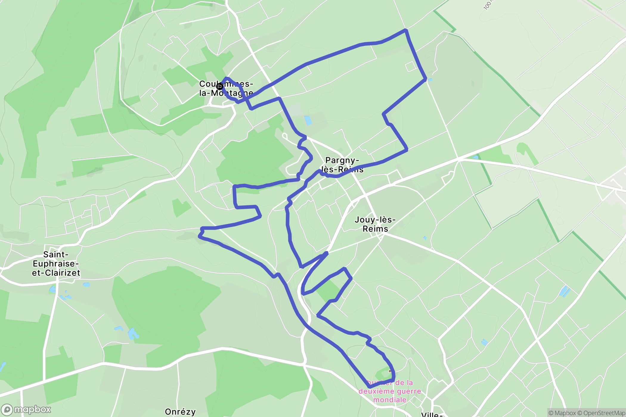 Coulommes-la-Montagne : carte du parcours de randonnée - France