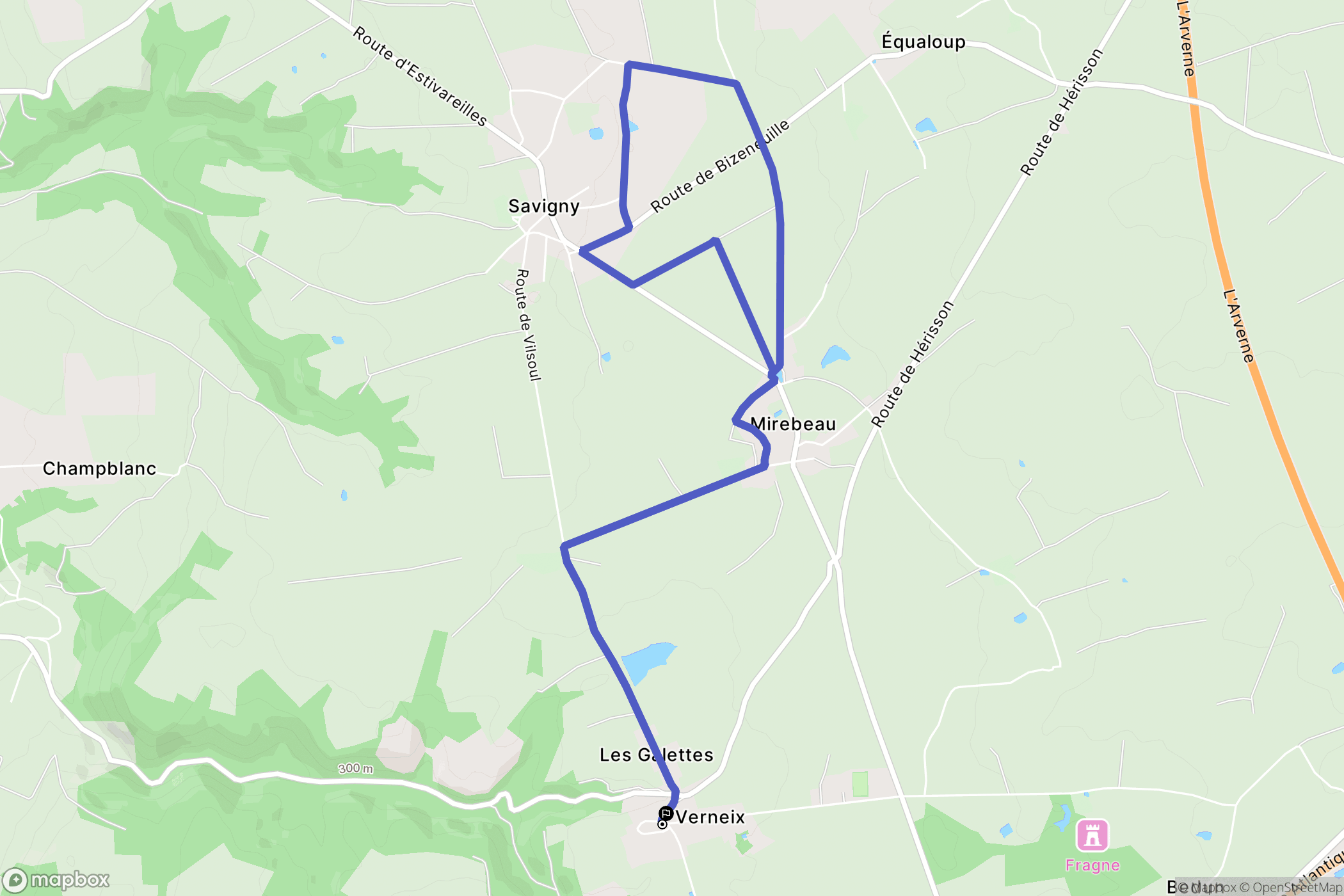 Verneix : carte du parcours de randonnée - France