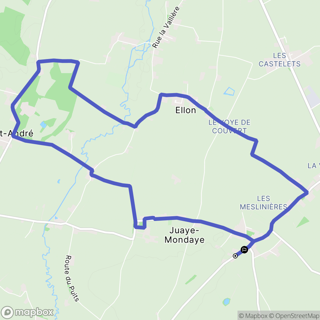 Juaye-Mondaye : carte du parcours de randonnée - France