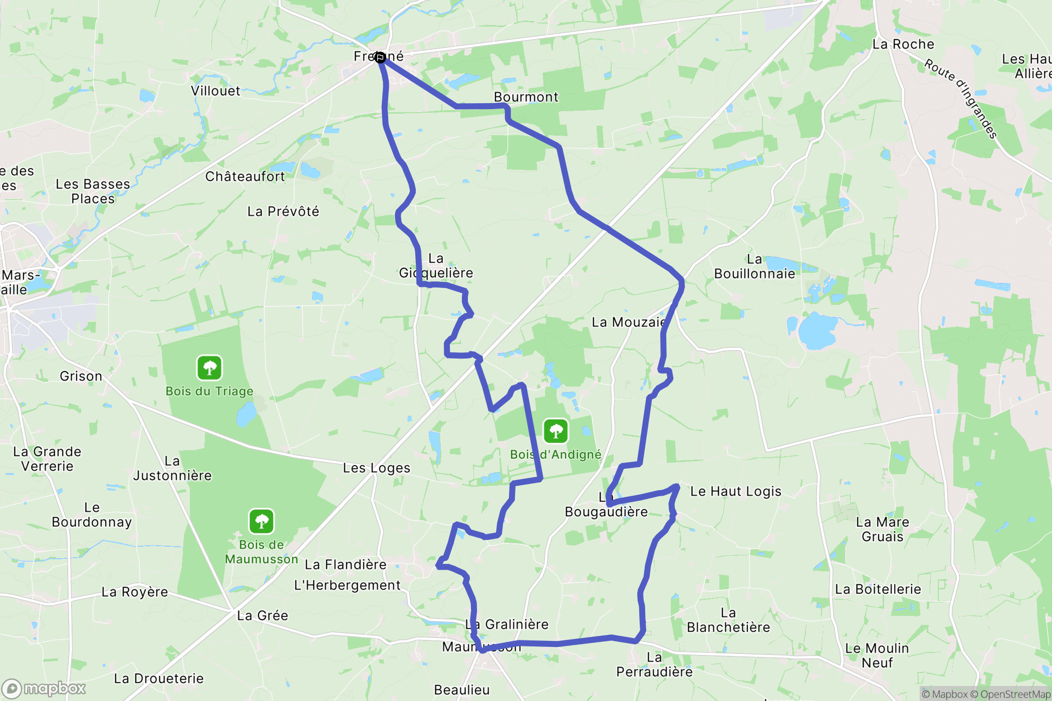 Vallons-de-L'Erdre : carte du parcours de randonnée - France