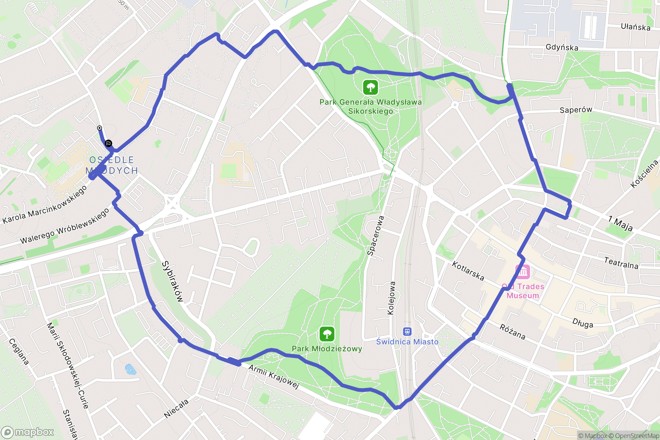 Świdnica: mapa trasy - Poland