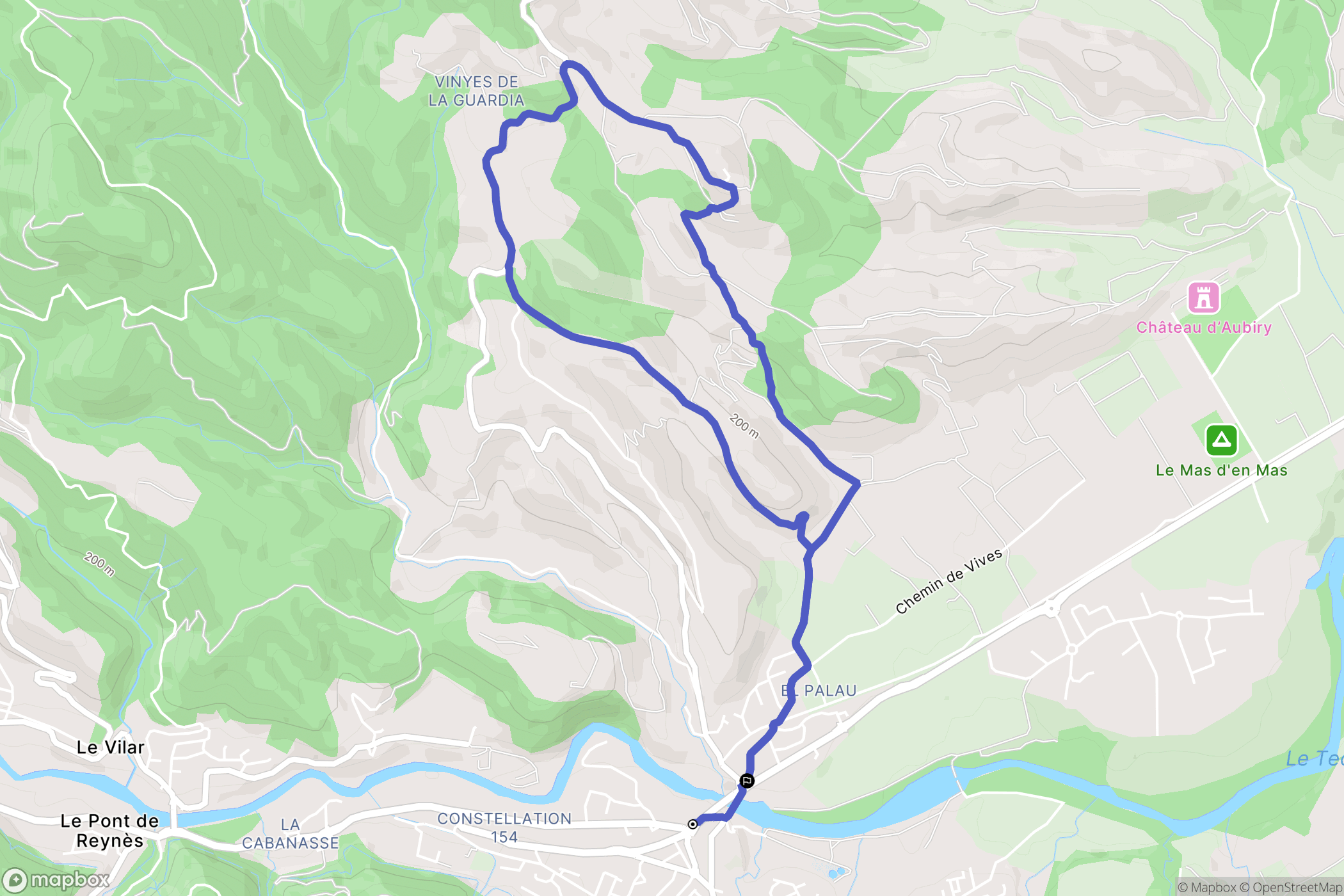 Céret : carte du parcours de randonnée - France
