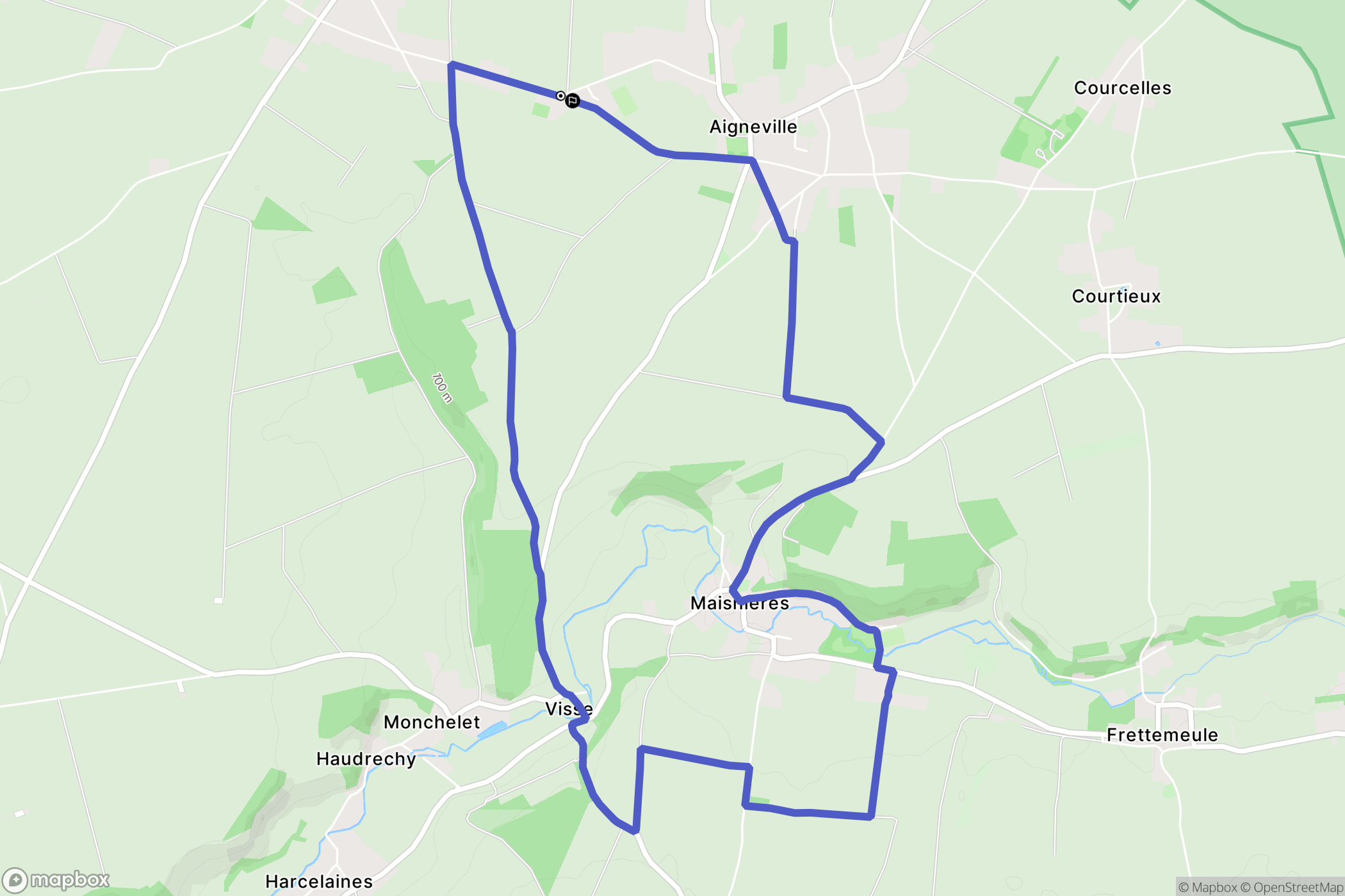 Aigneville : carte du parcours de randonnée - France