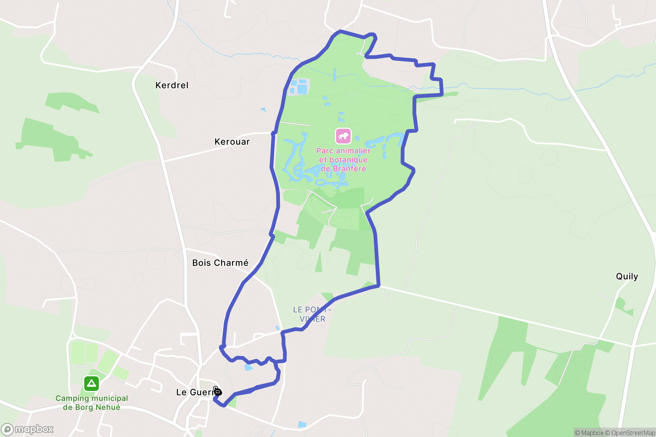 Le Guerno : carte du parcours de randonnée - France