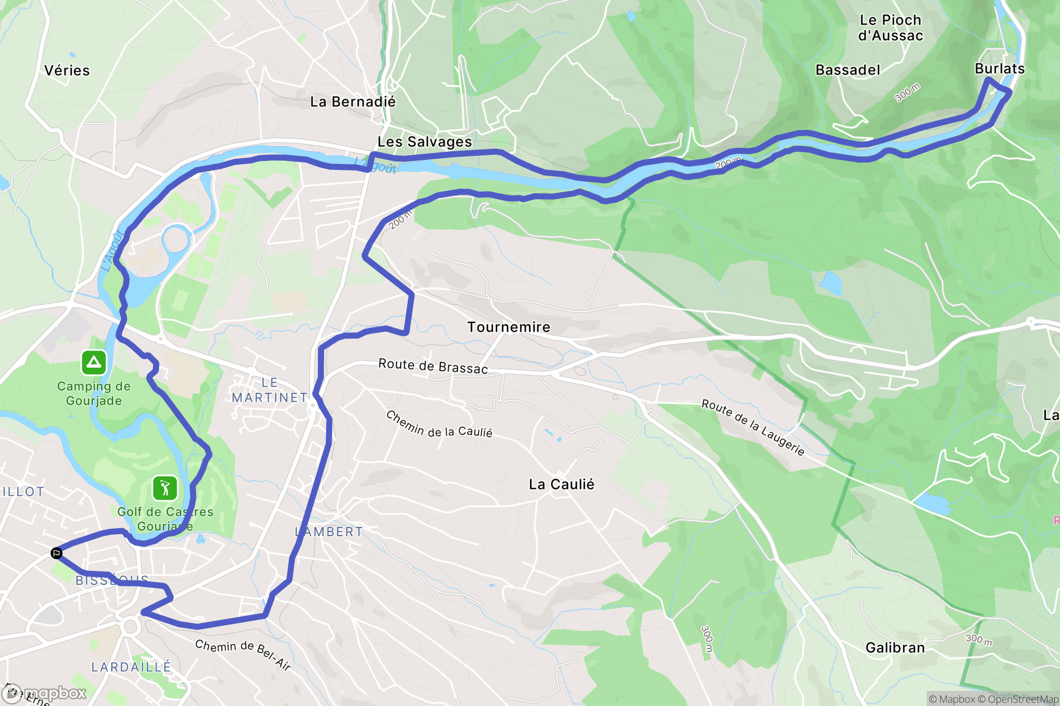 Castres : carte du parcours de randonnée - France