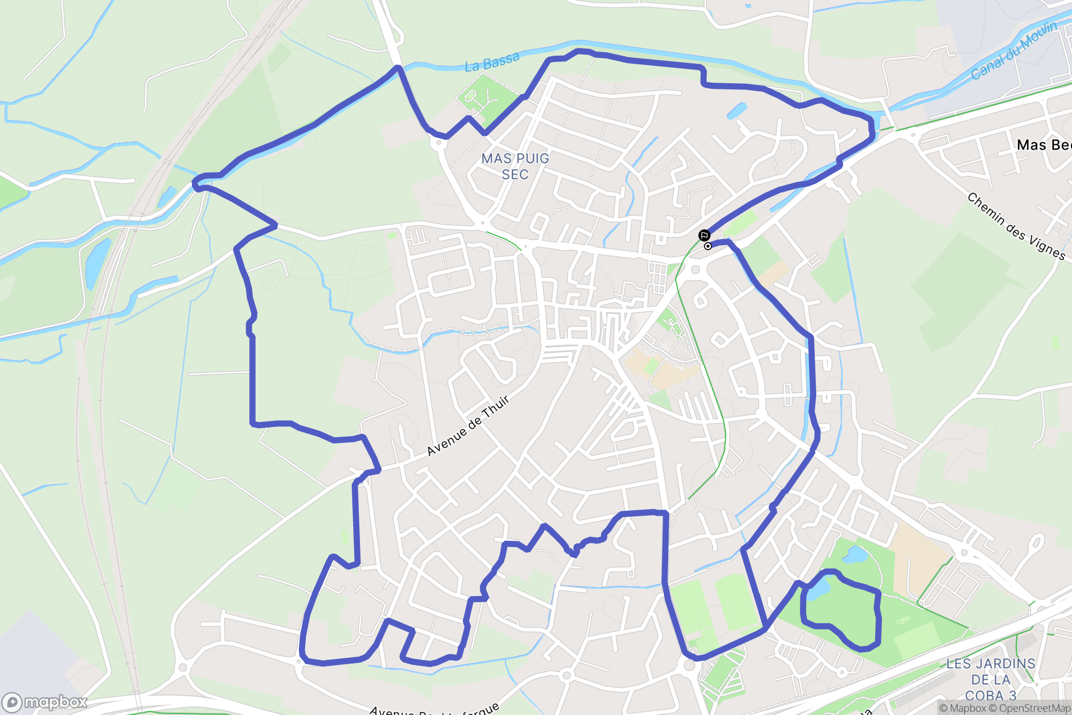 Toulouges : carte du parcours de randonnée - France