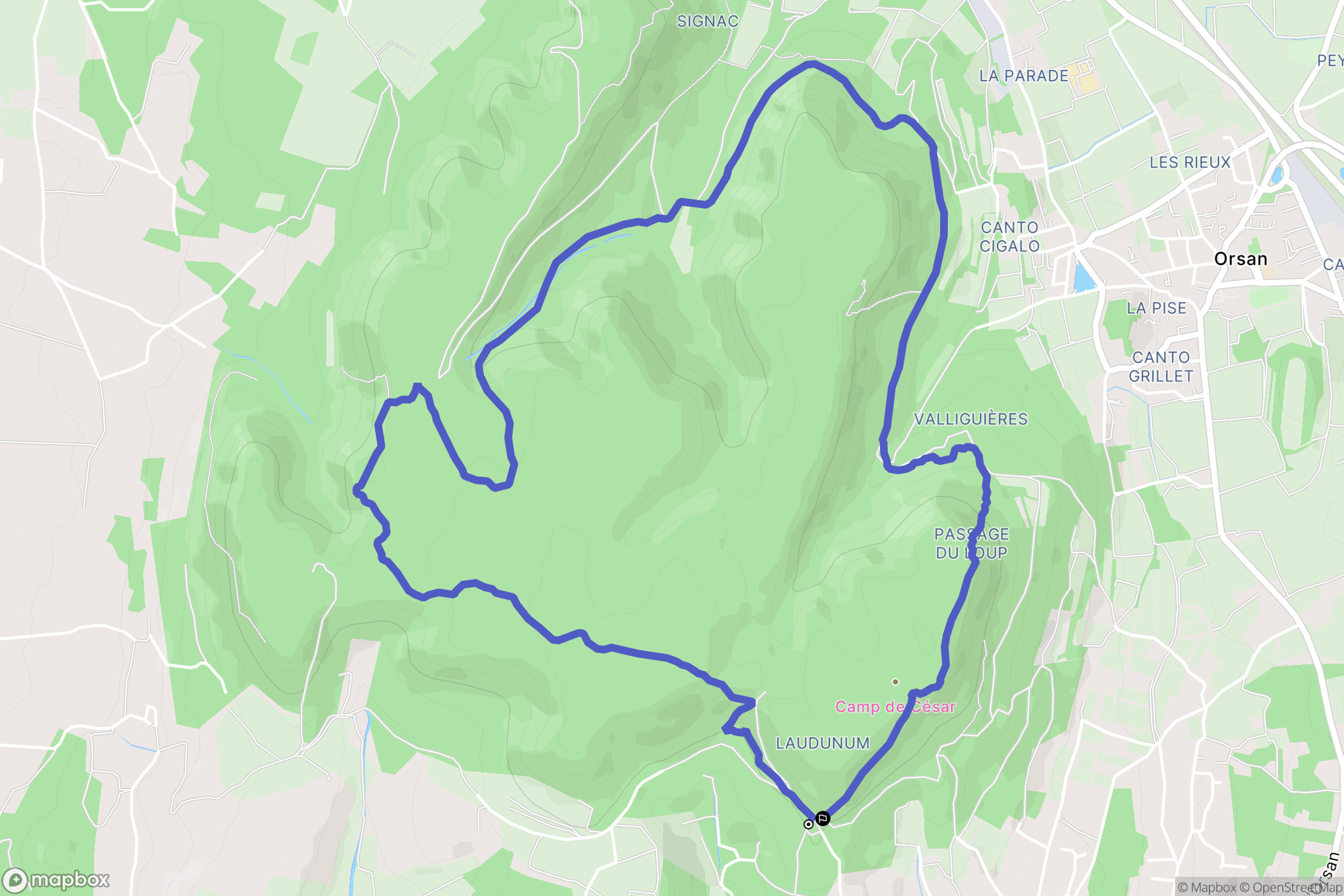 Laudun-l'Ardoise : carte du parcours de randonnée - France