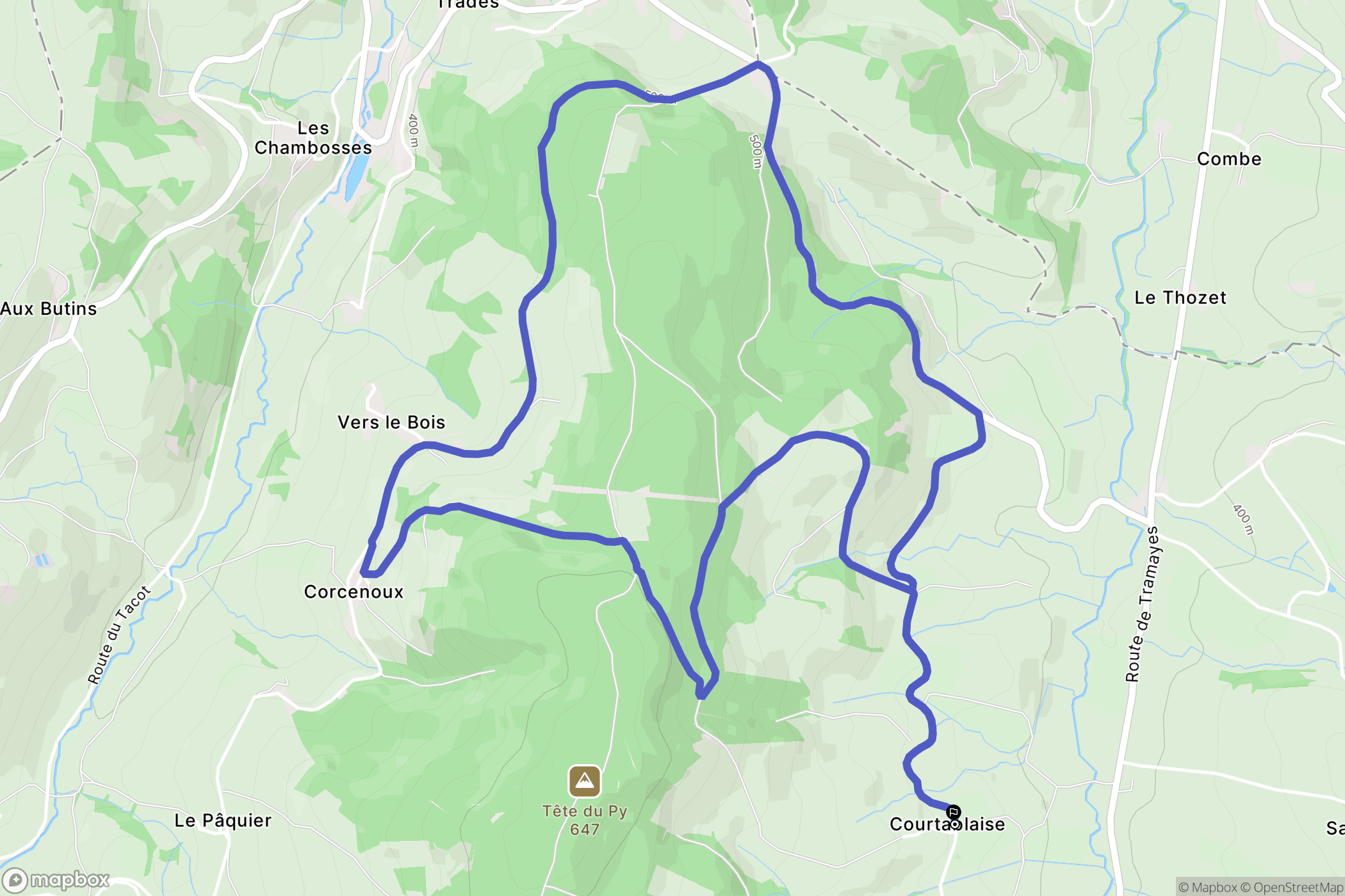 Deux-Grosnes : carte du parcours de randonnée - France