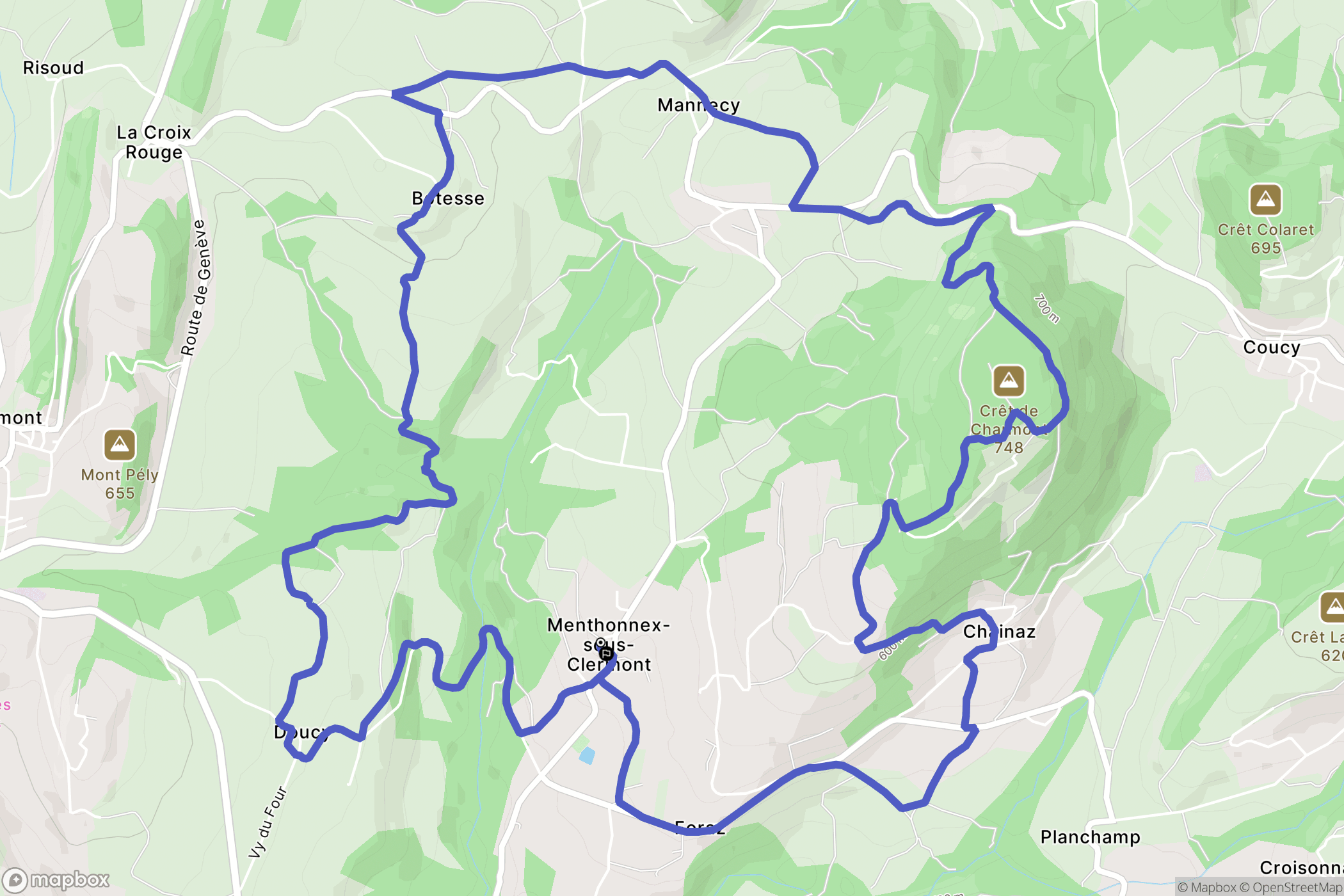 Menthonnex-sous-Clermont : carte du parcours de randonnée - France