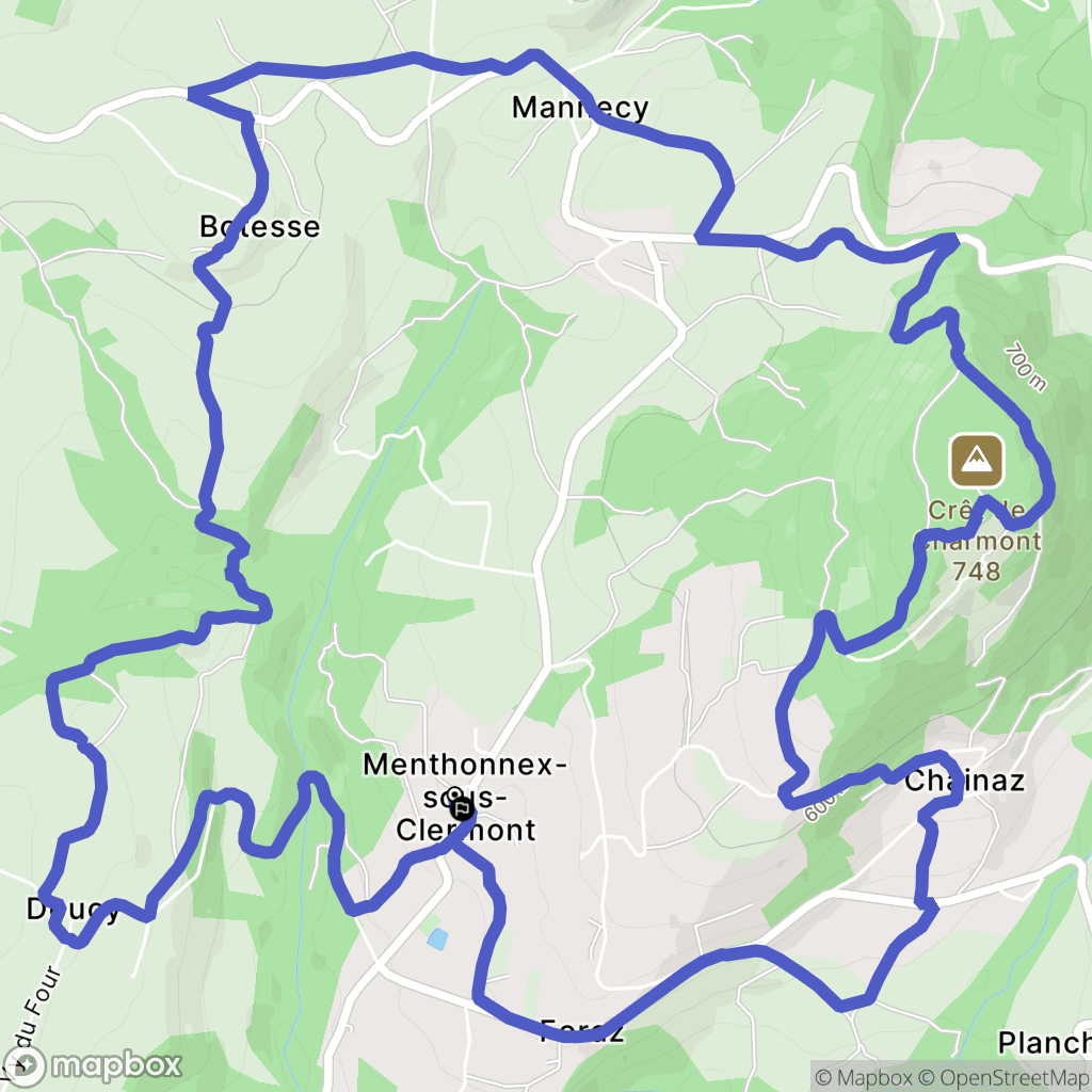 Menthonnex-sous-Clermont : carte du parcours de randonnée - France