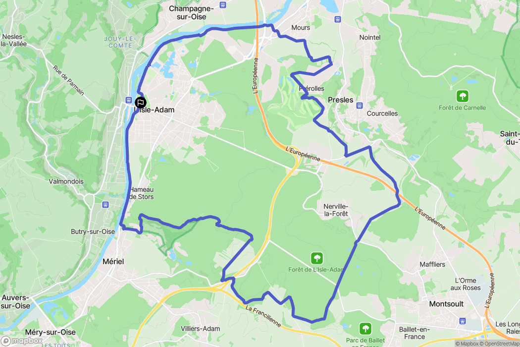 L'Isle-Adam : carte du parcours de randonnée - France
