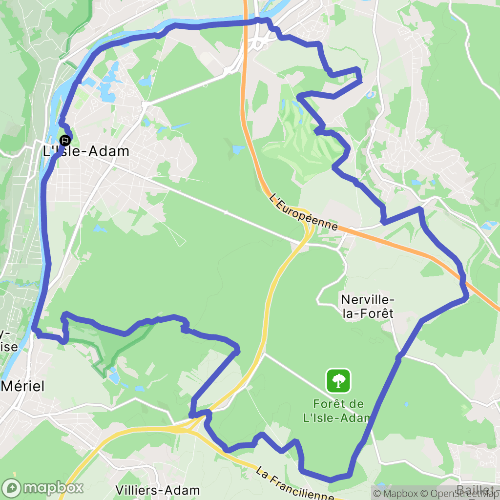 L'Isle-Adam : carte du parcours de randonnée - France