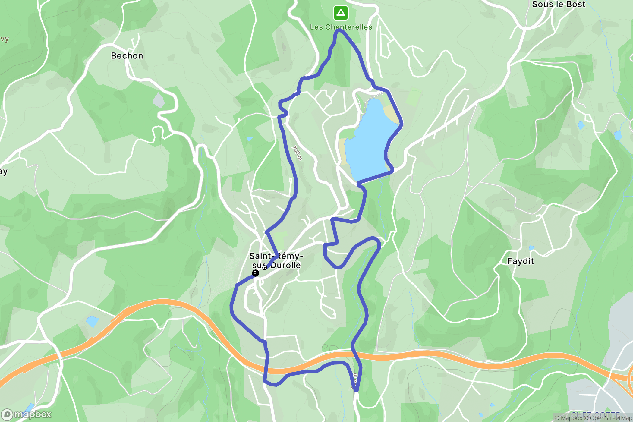 Saint-Rémy-sur-Durolle : carte du parcours de randonnée - France