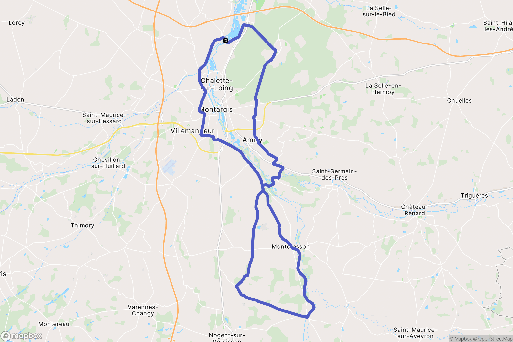 Cepoy : carte du parcours de randonnée - France