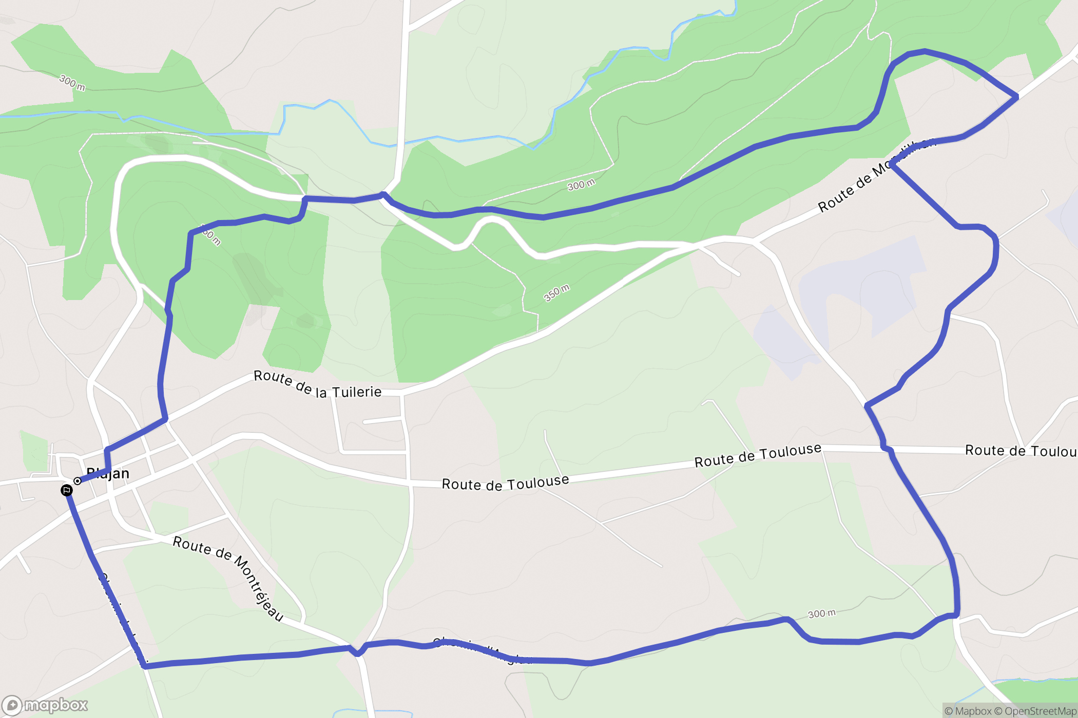 Blajan : carte du parcours de randonnée - France