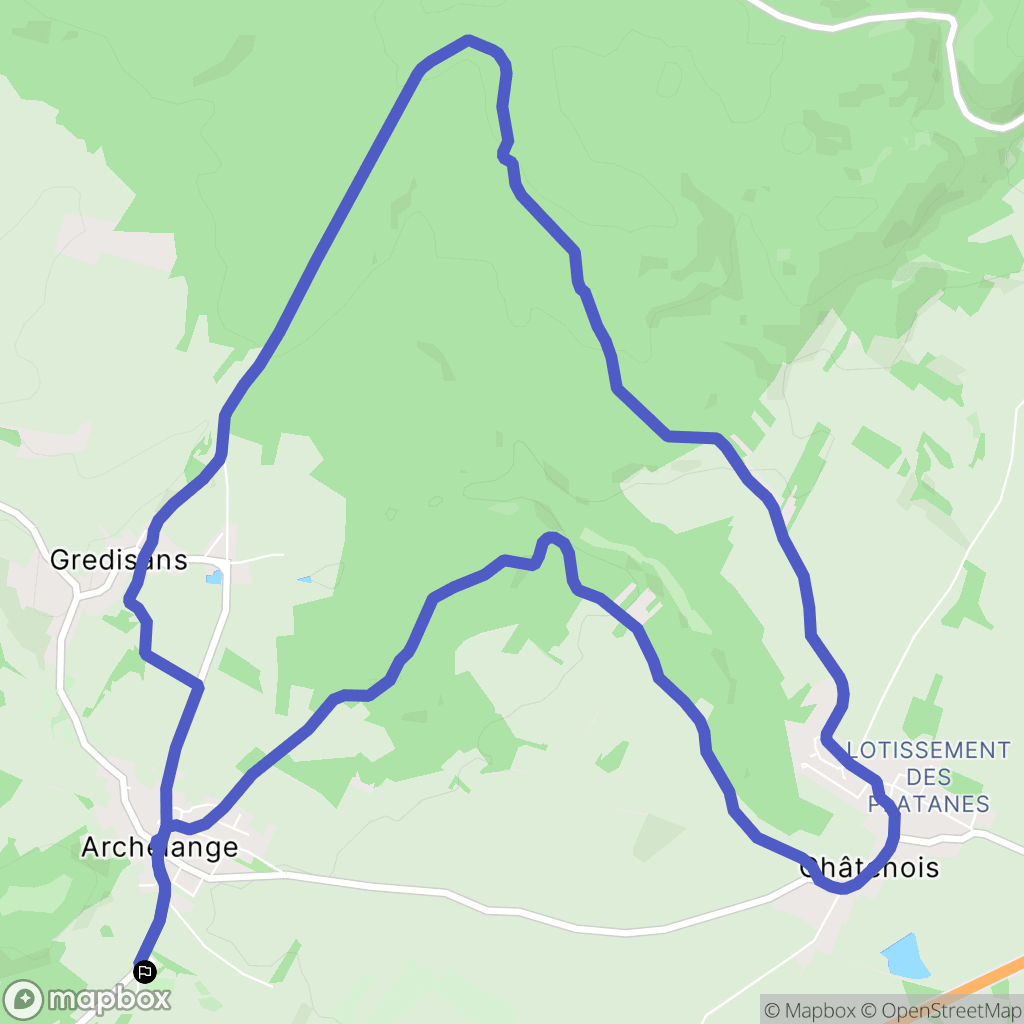 Archelange : carte du parcours de randonnée - France