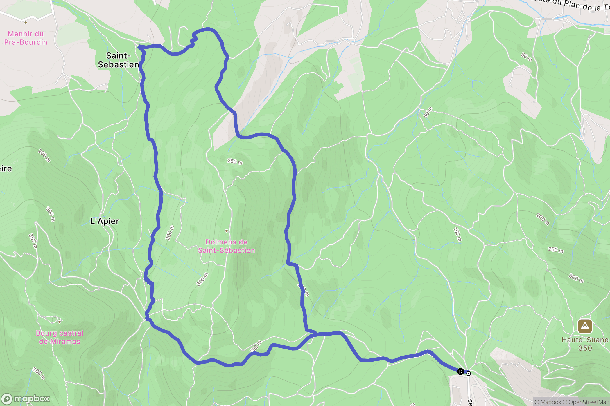 Grimaud : carte du parcours de randonnée - France
