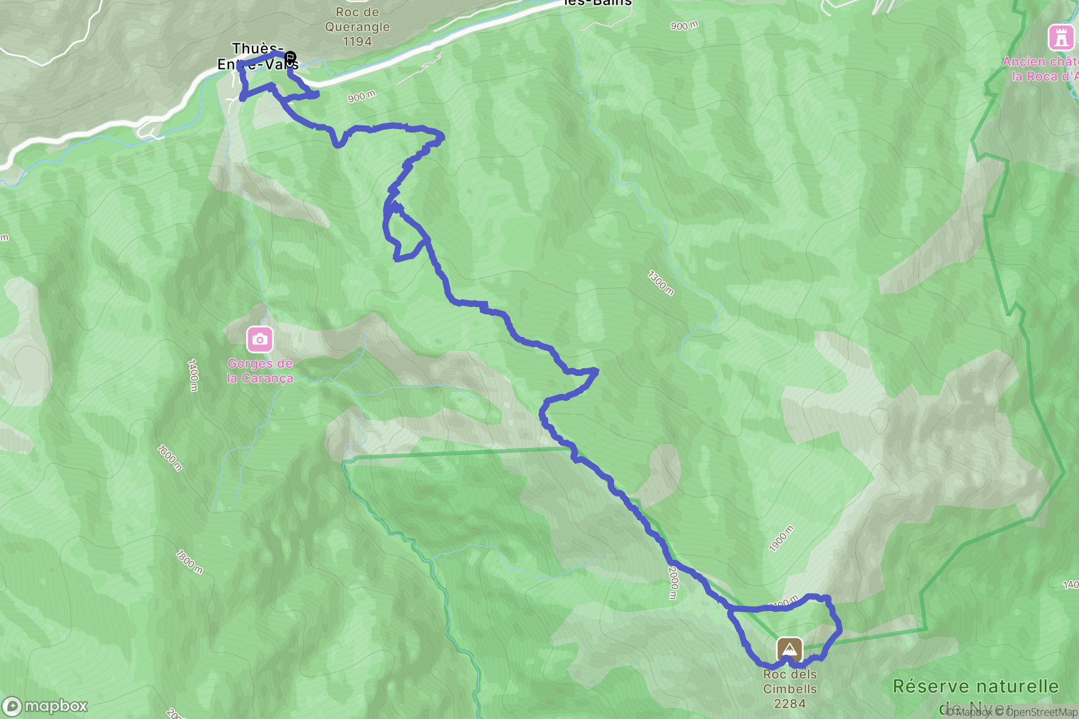 Thuès-Entre-Valls : carte du parcours de randonnée - France