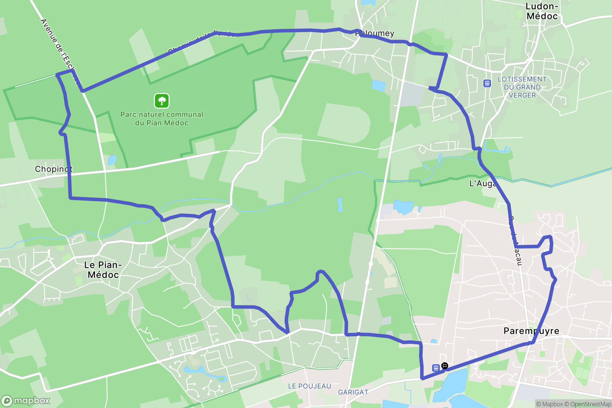 Parempuyre : carte du parcours de randonnée - France