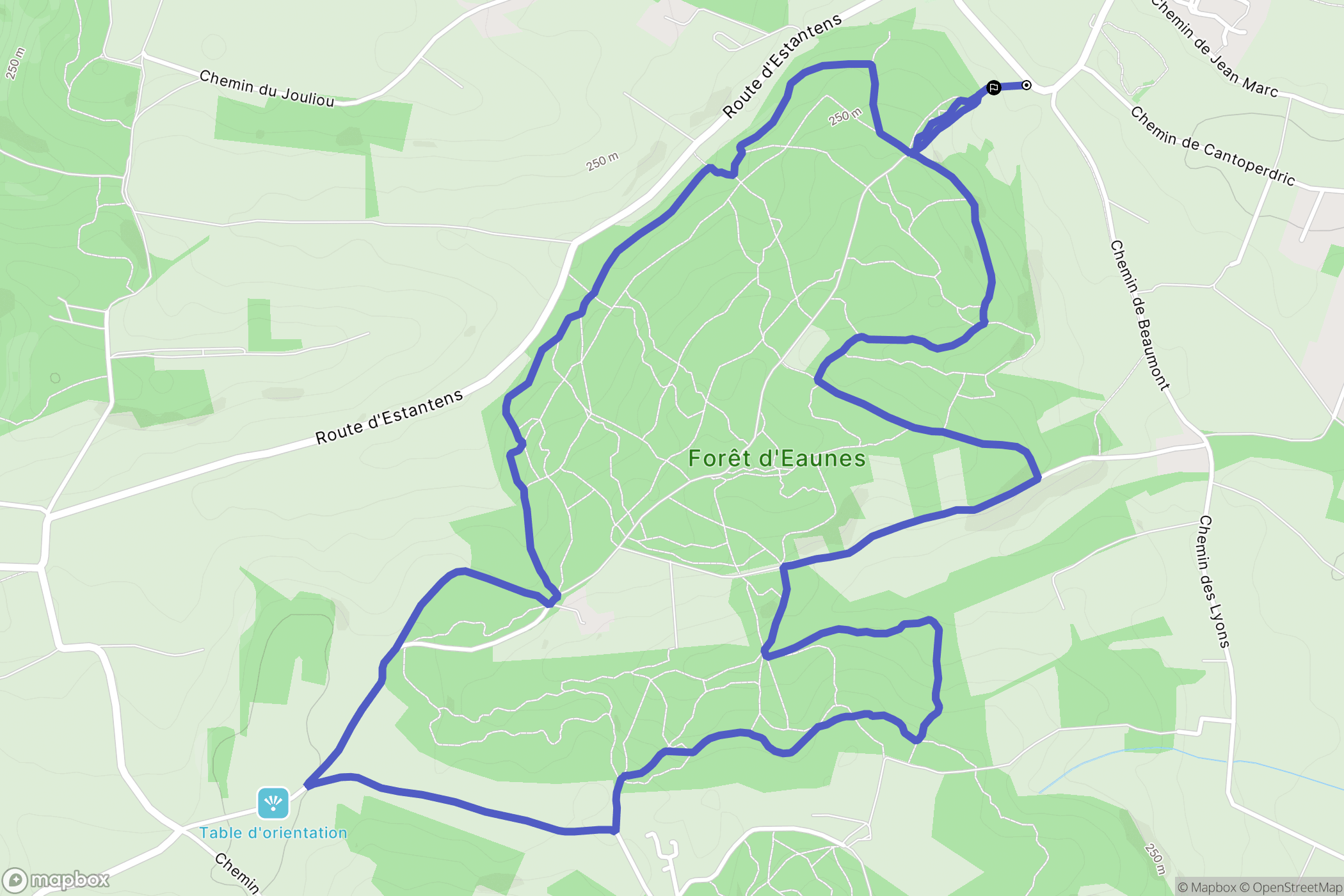 Eaunes : carte du parcours de randonnée - France