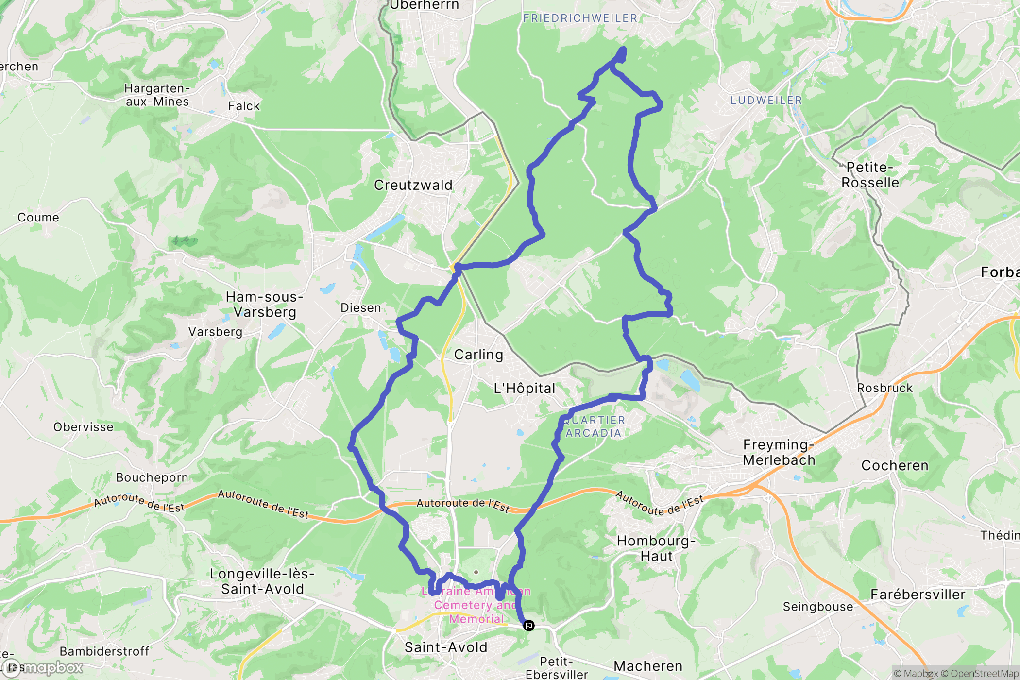 Macheren : carte du parcours de randonnée - France