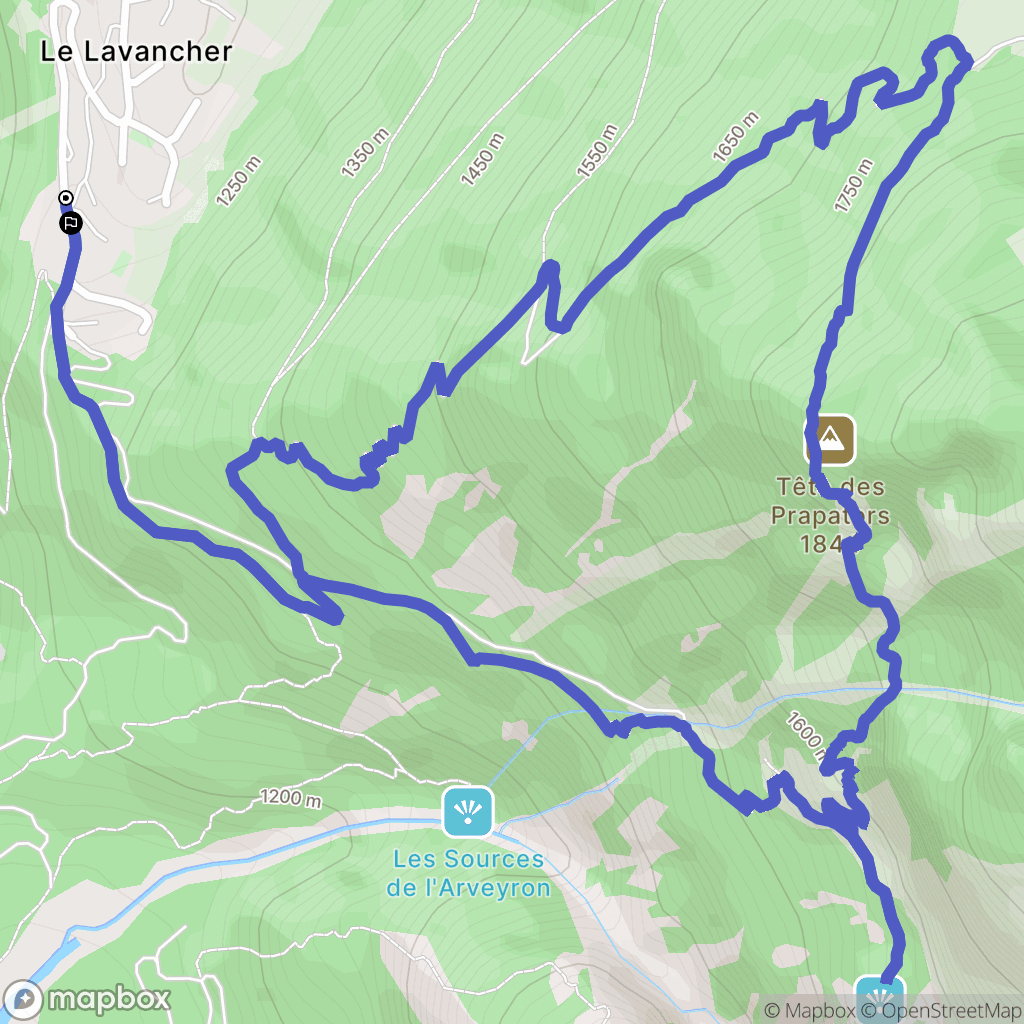 Chamonix-Mont-Blanc : carte du parcours de randonnée - France