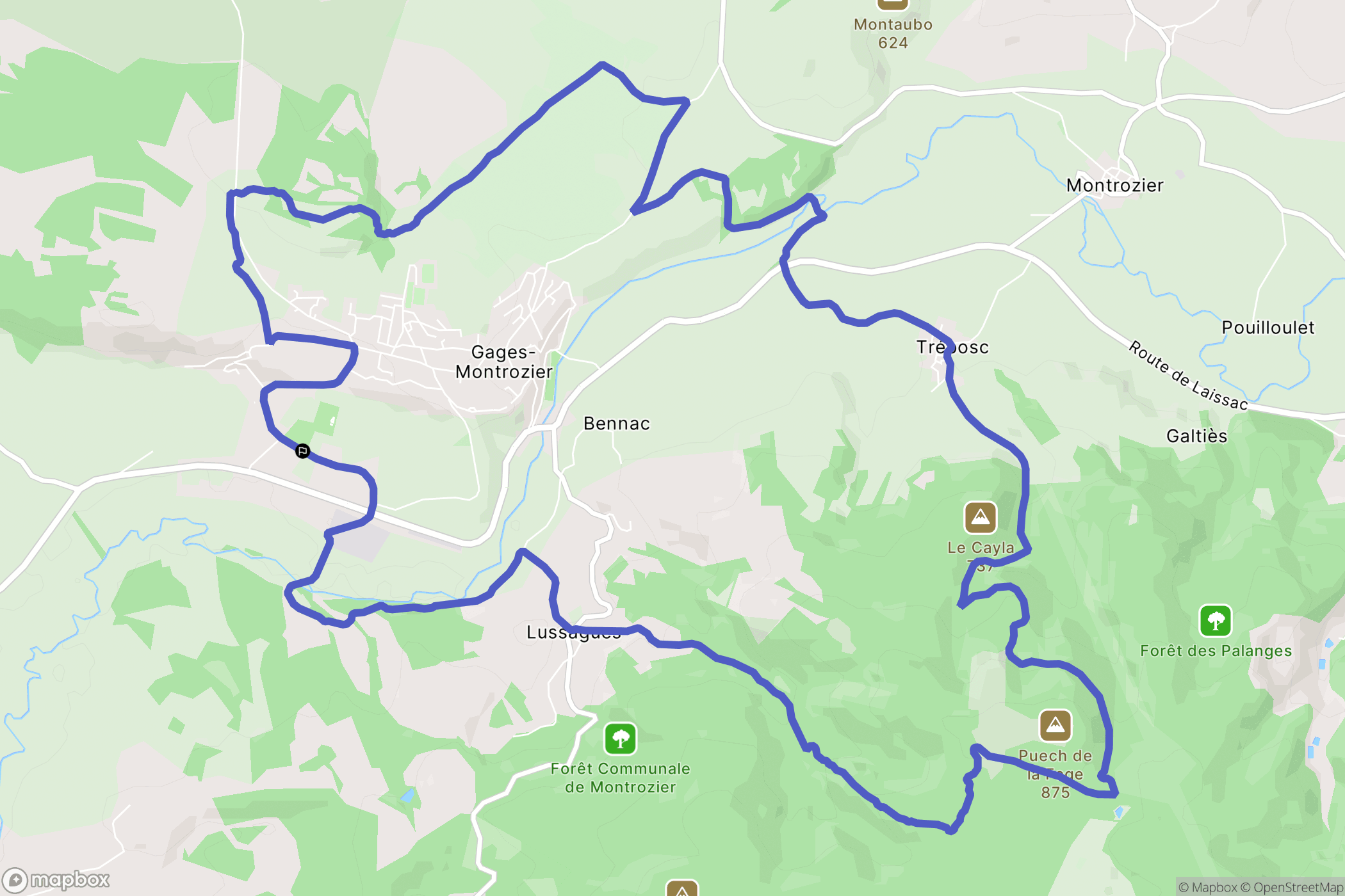 Montrozier : carte du parcours de randonnée - France