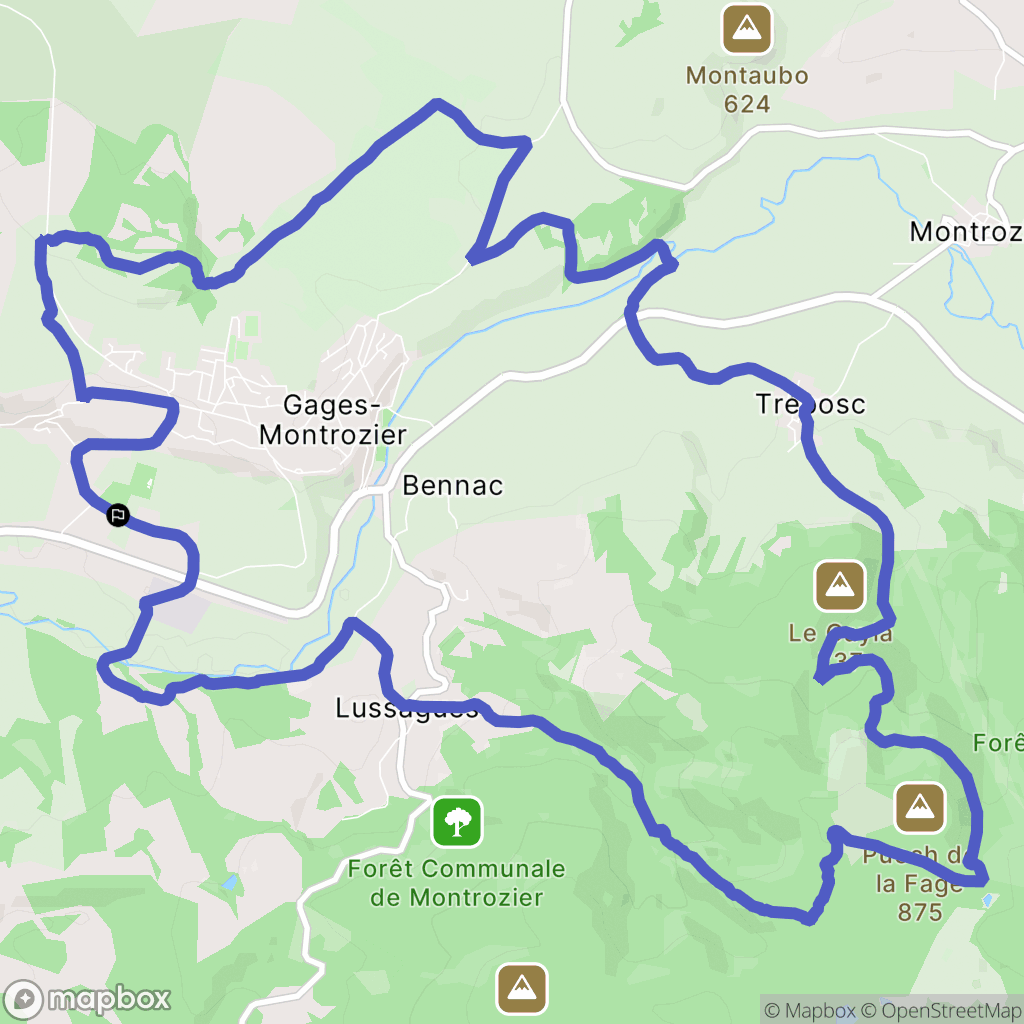 Montrozier : carte du parcours de randonnée - France