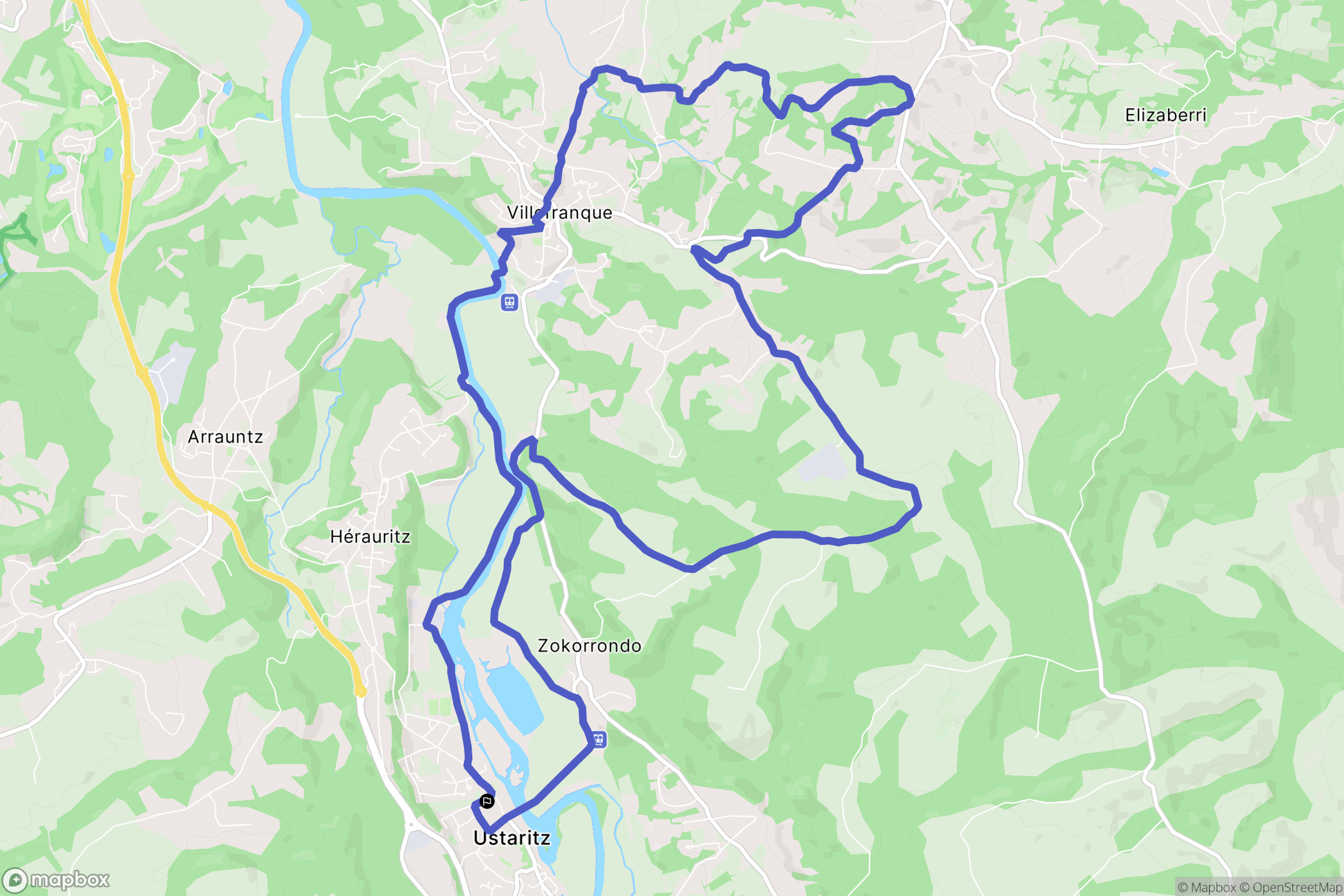 Ustaritz : carte du parcours de randonnée - France