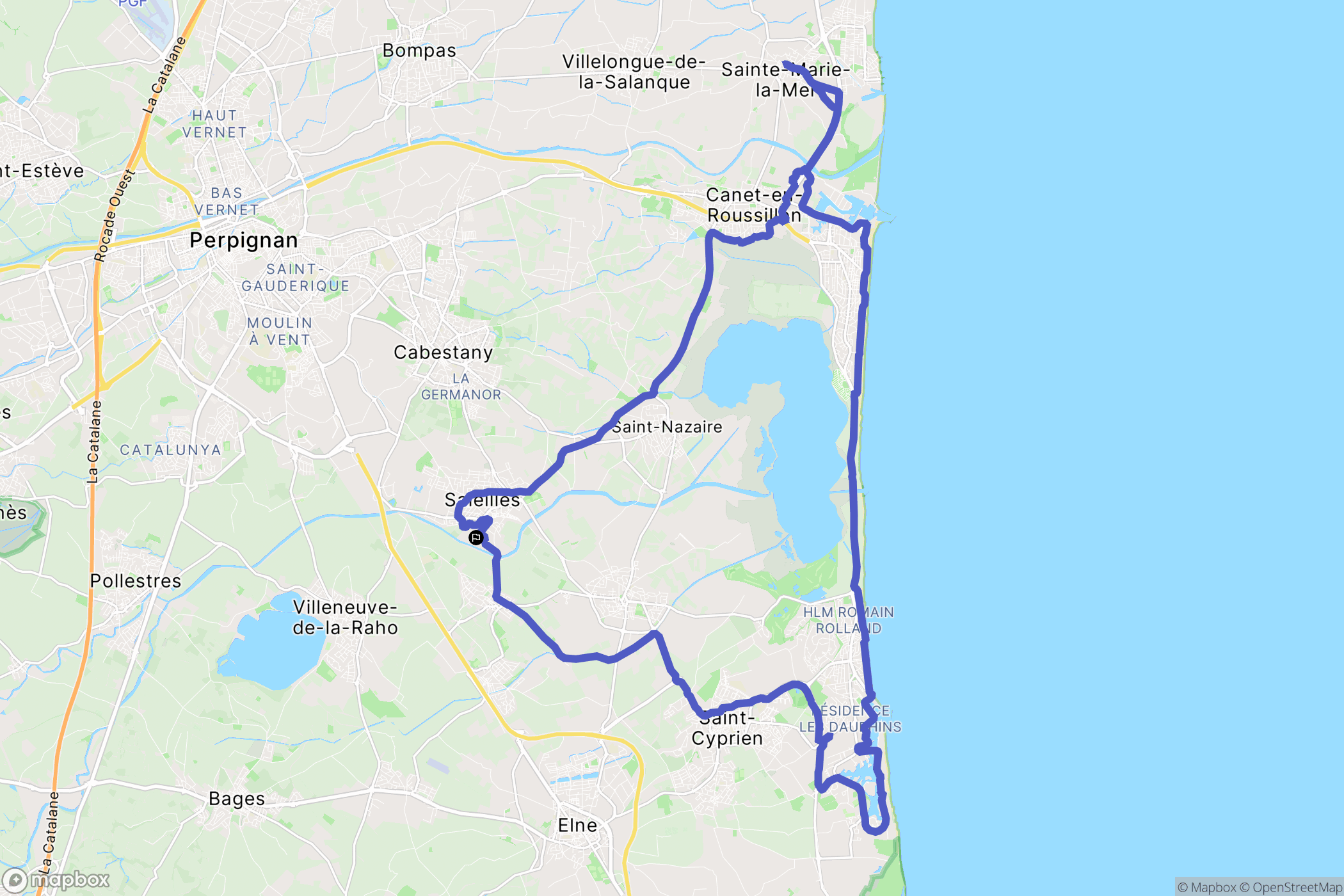 Saleilles : carte du parcours de randonnée - France