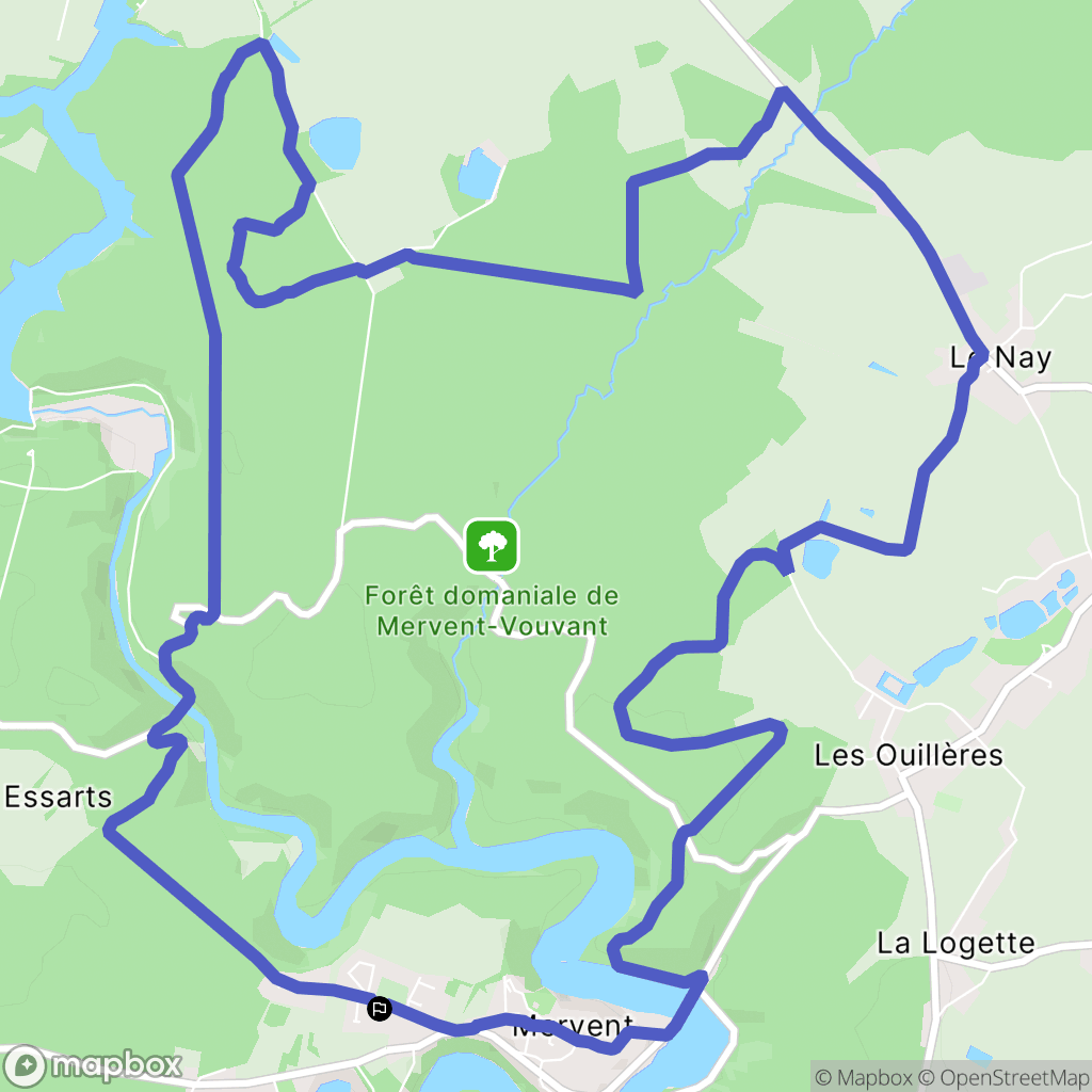 Mervent : carte du parcours de randonnée - France