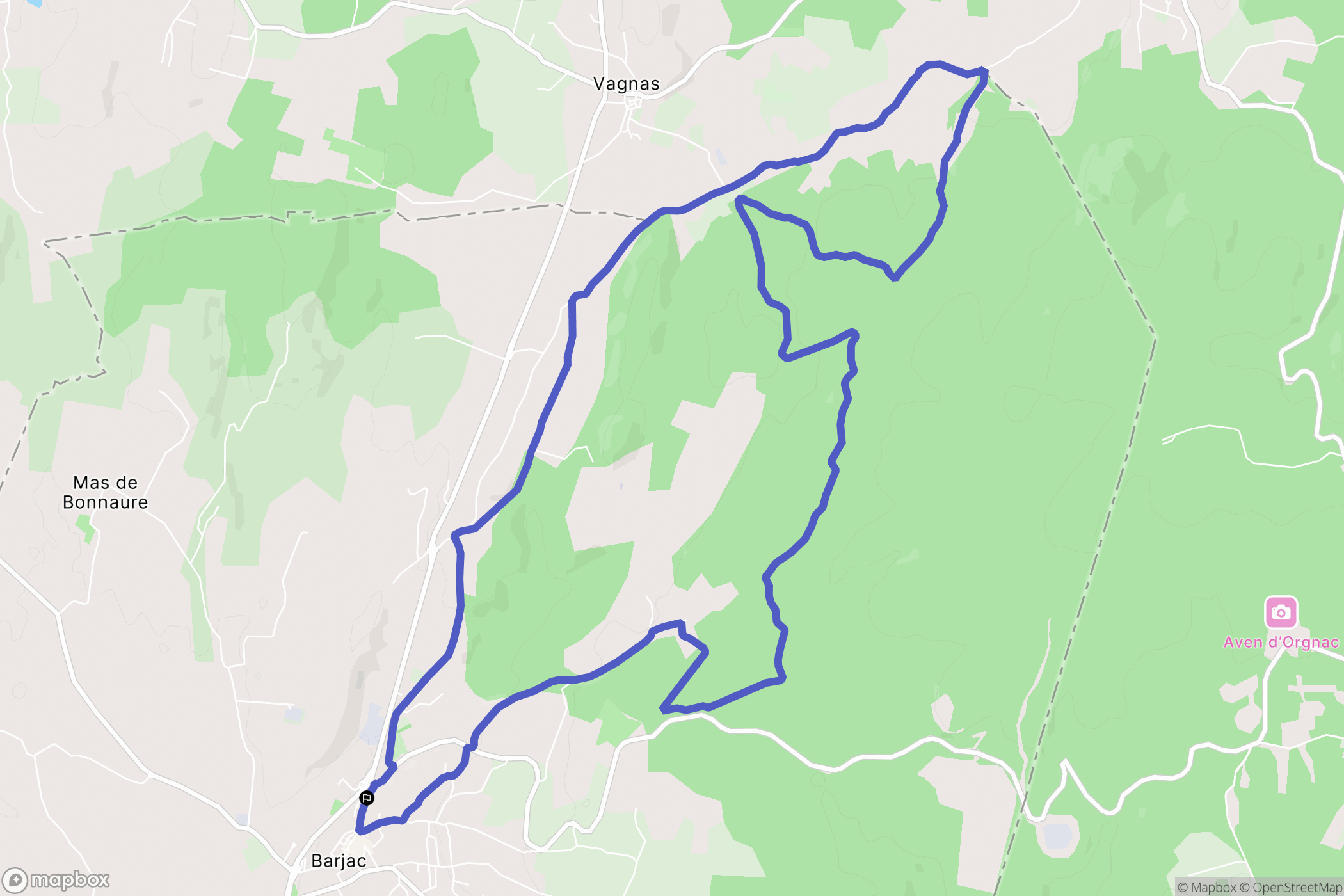 Barjac : carte du parcours de randonnée - France