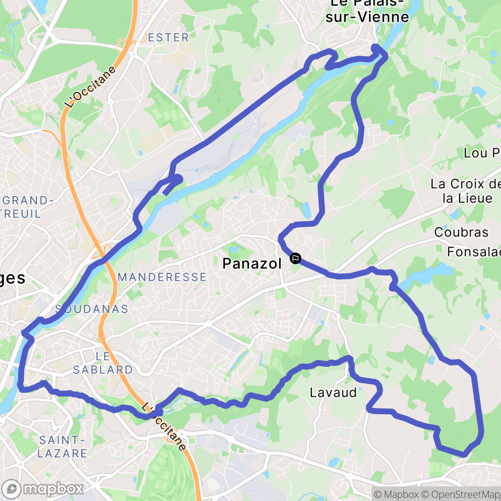 Panazol : carte du parcours de randonnée - France