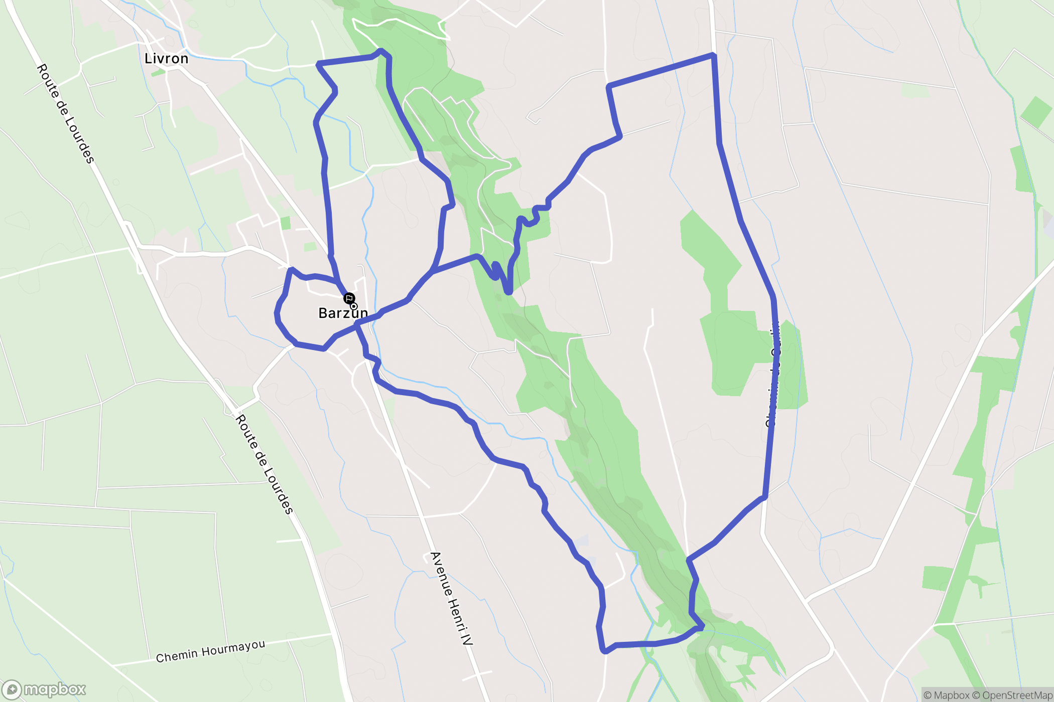 Barzun : carte du parcours de randonnée - France