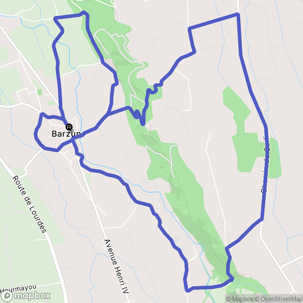 Barzun : carte du parcours de randonnée - France
