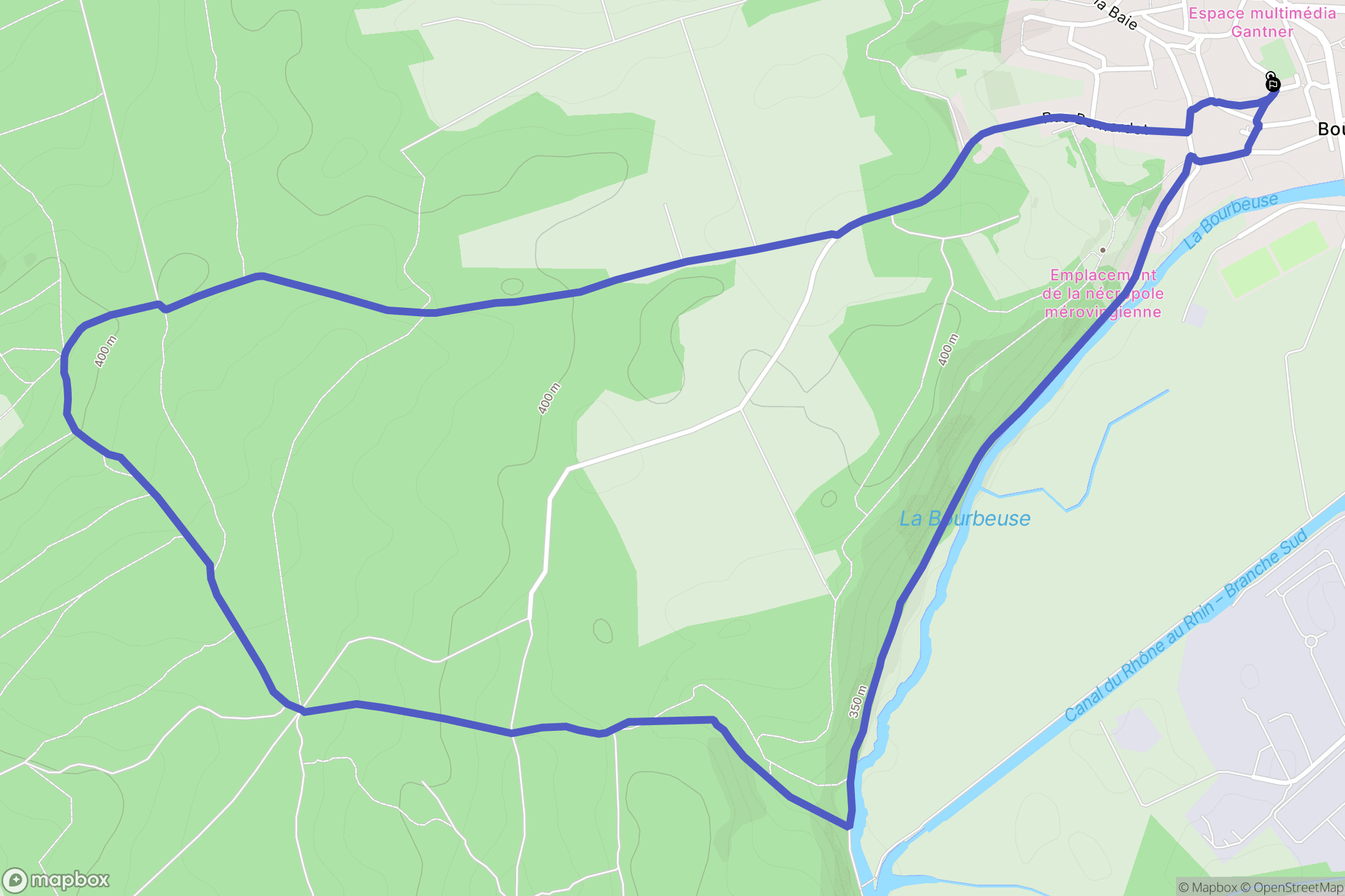 Bourogne : carte du parcours de randonnée - France